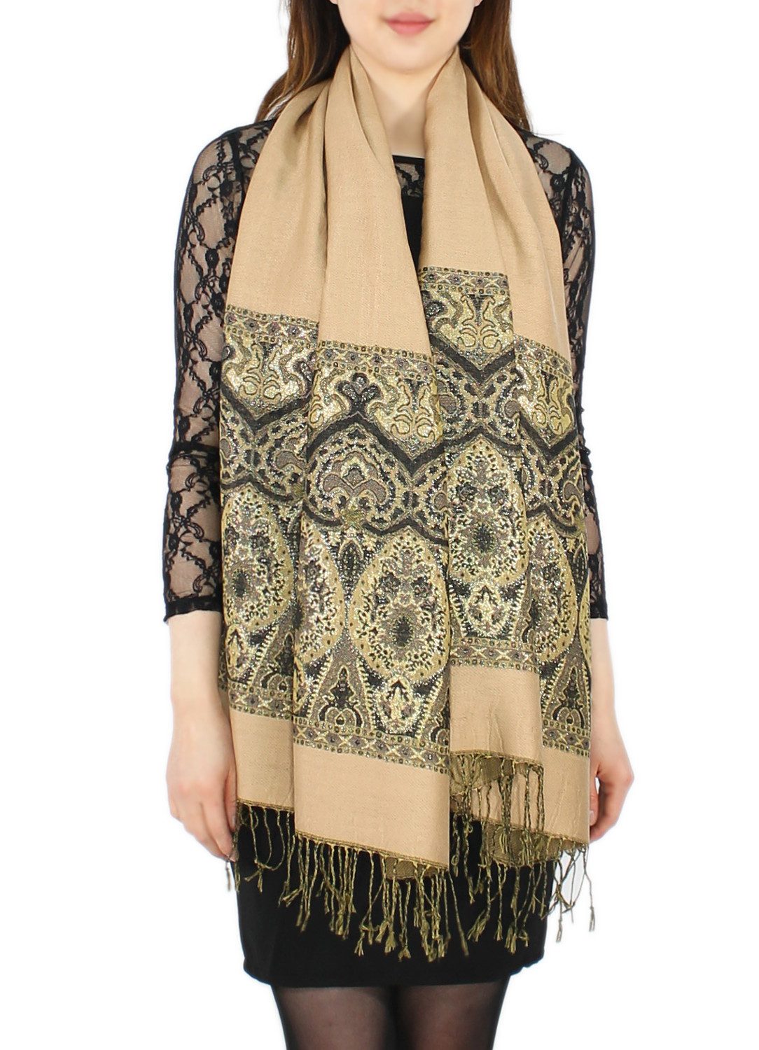 dy_mode Modeschal Elegante Damen Stola Schal Halstuch mit goldfarbenem Glan günstig online kaufen