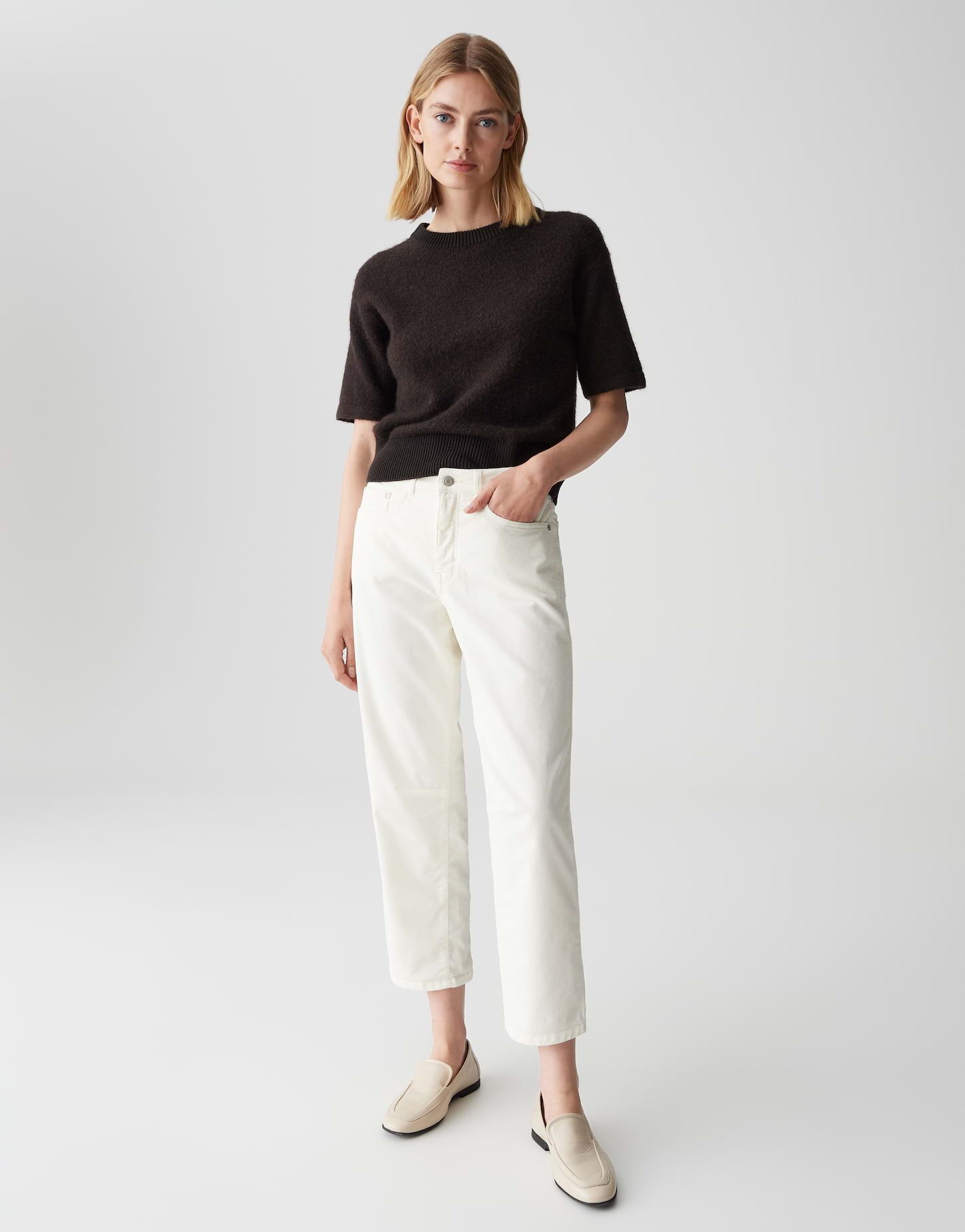 OPUS PANTS Cordhose MELLY RELAX aus Feincord Barrel Fit, Ankle, Abnäher im Knie