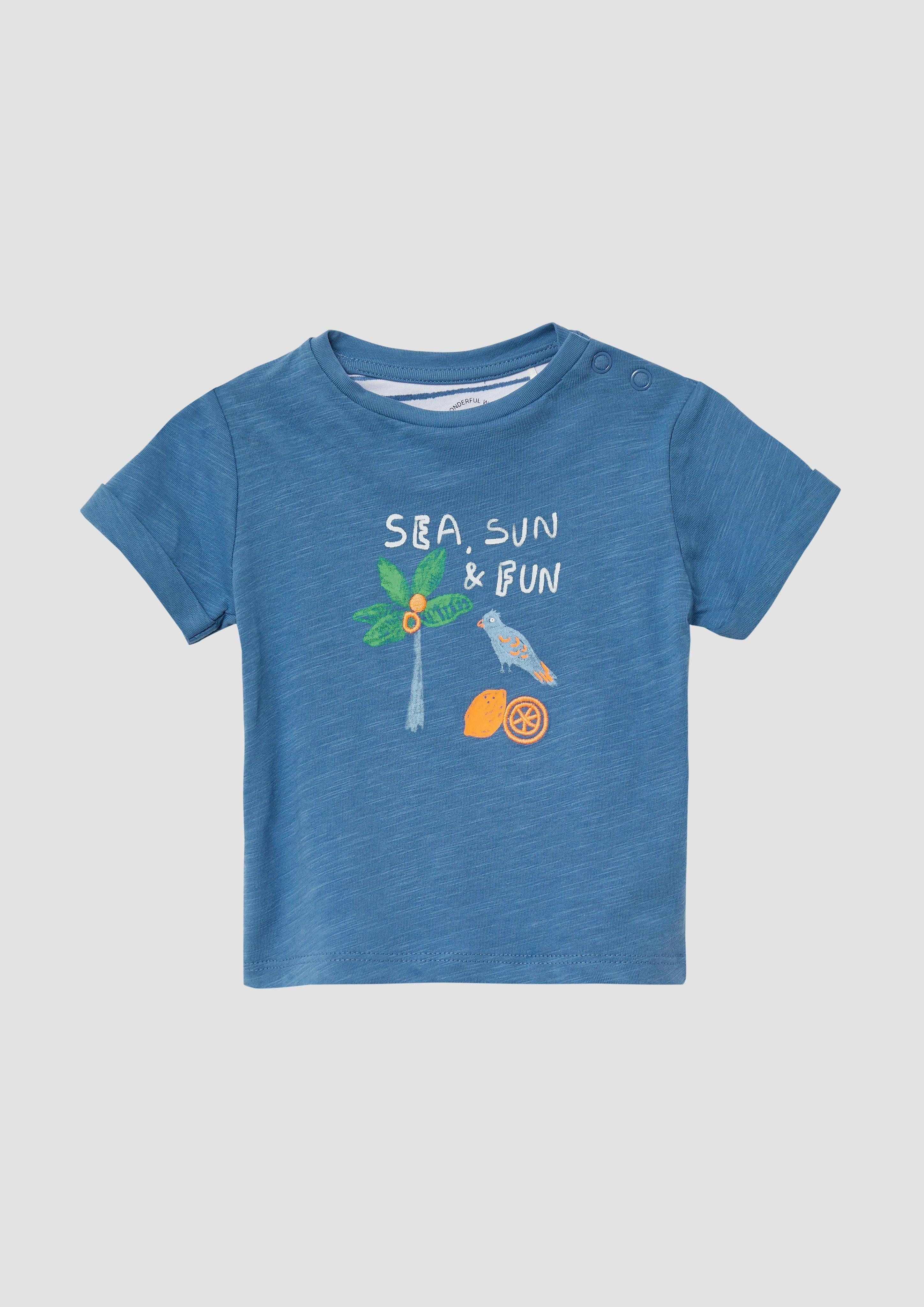 s.Oliver Kurzarmshirt Baumwoll-T-Shirt mit Stickerei und günstig online kaufen