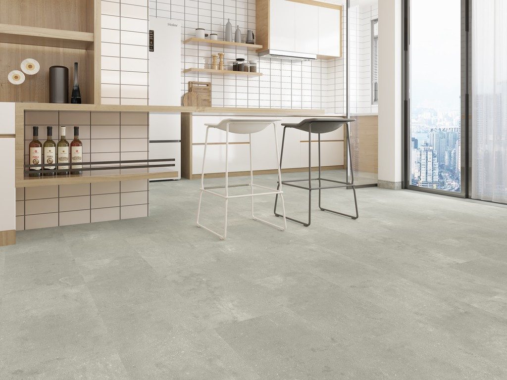 BASICfloor Vinylboden Vinylboden Klebevinyl Objekt Beton Platin Fliese