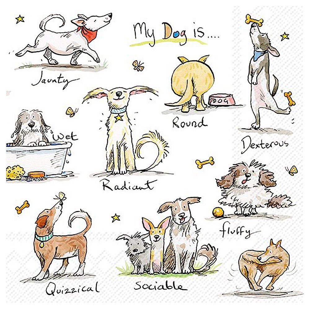 IHR Papierserviette Emotion Dogs, (20 St), 33 cm x 33 cm