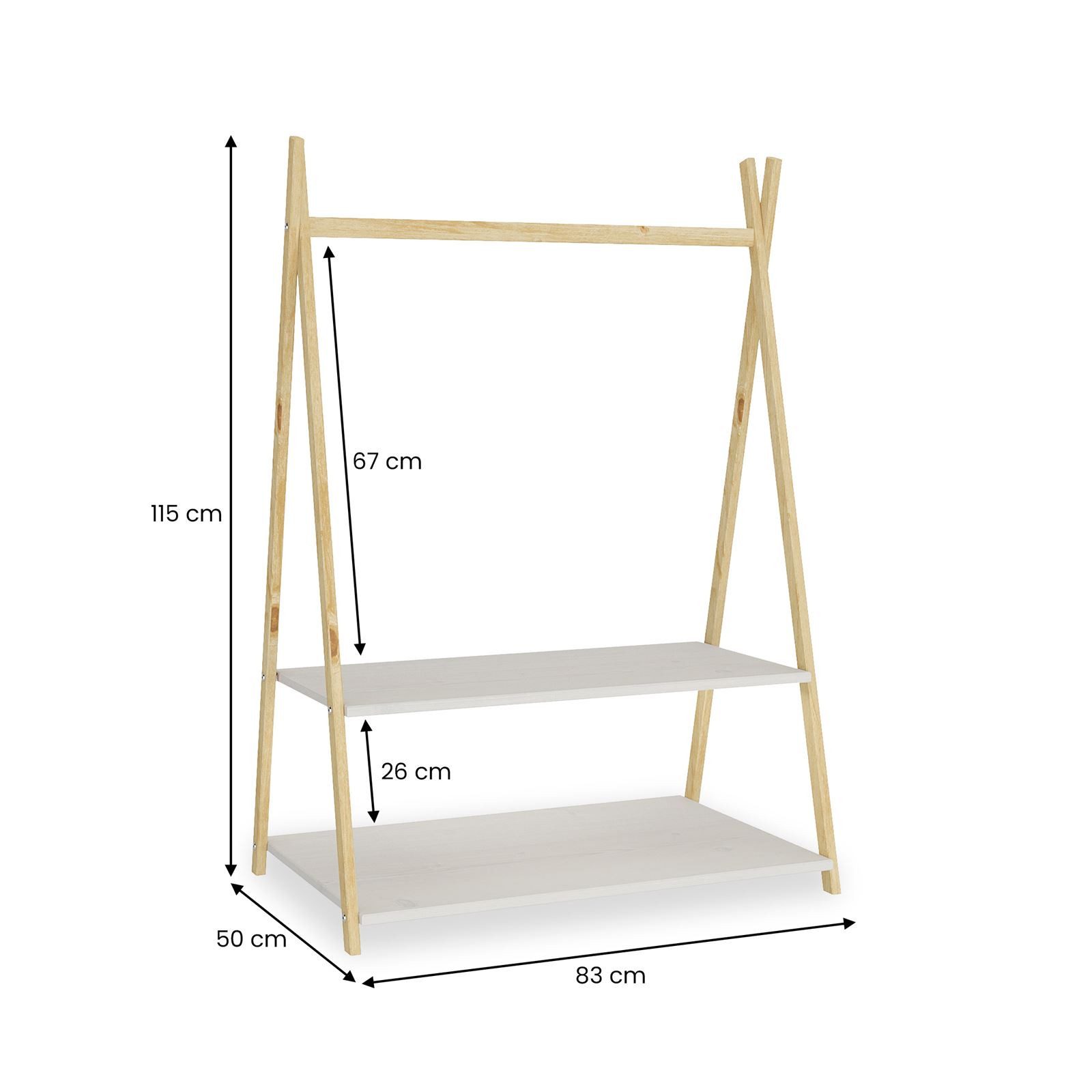 IDIMEX Kinderkleiderschrank DANILO Kindergarderobe freistehend Ablage Tipidesign