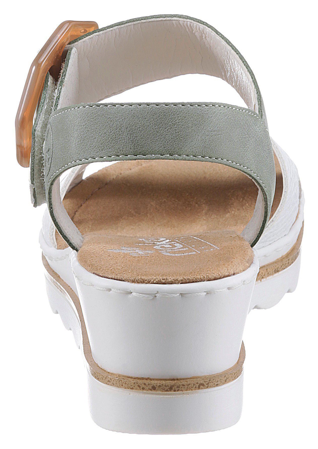 Rieker Sandalette mint-weiß mit auffälliger Schmuckspange