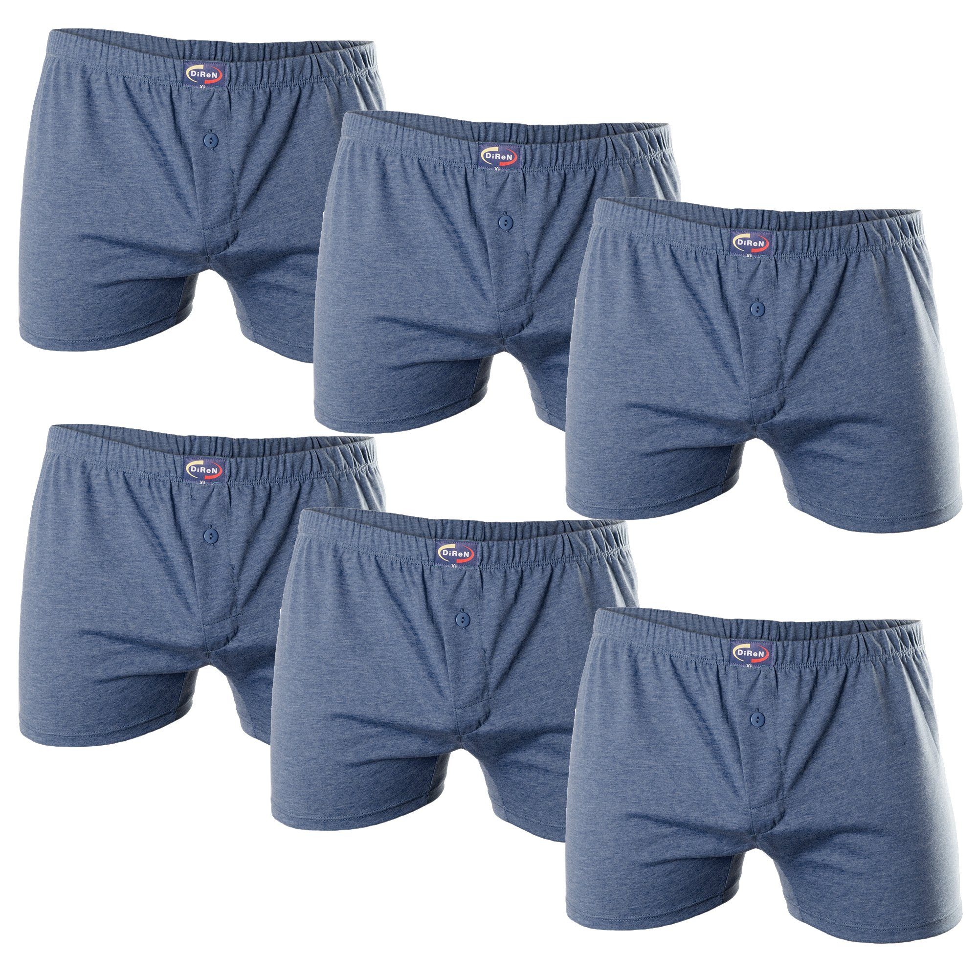 Bongual (6-er meliert Retroshorts dekorativen Boxershorts Knöpfe Pack) blau mit