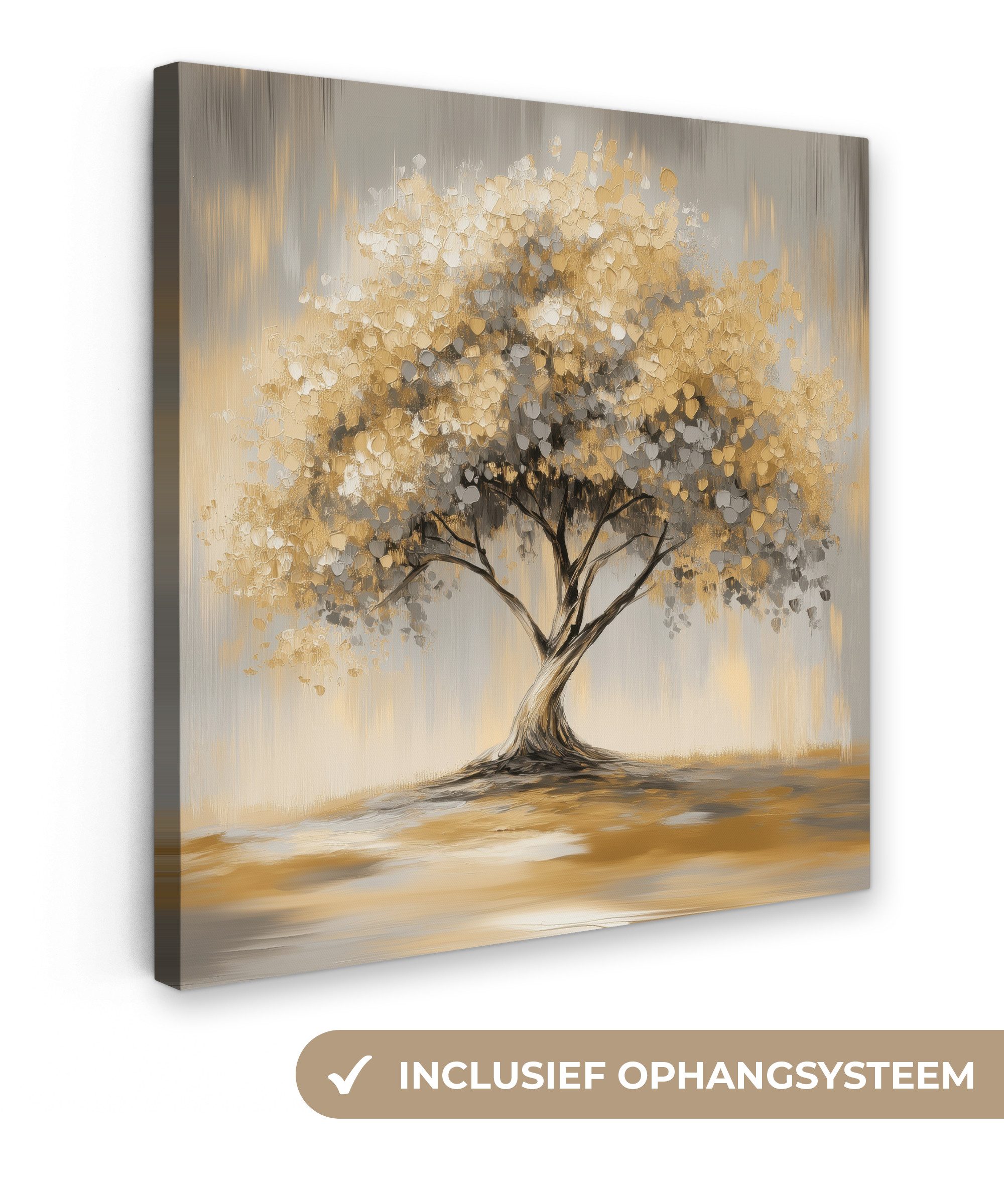 OneMillionCanvasses® Leinwandbild Kunstdrucke - Baum - Abstrakt - Blätter, Fotodruck (1 St), Wandbild, Deko Schlafzimmer Wohnzimmer Flur 20x20 cm