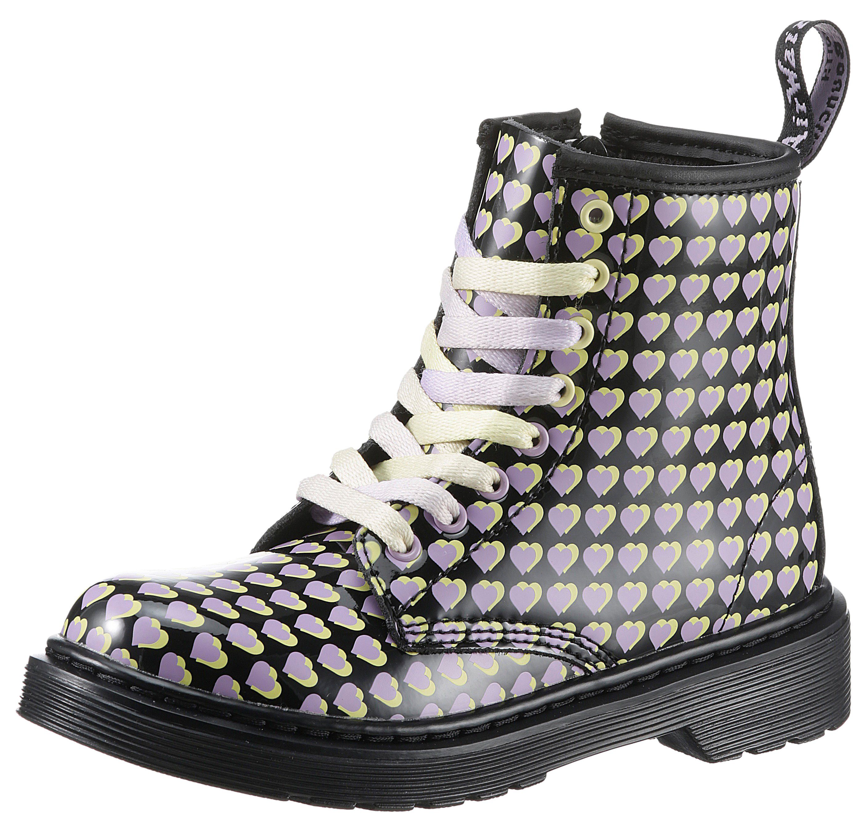 DR. MARTENS 1460 J Schnürboots mit Reißverschluss schwarz-Heart Overlay | Schnürboots