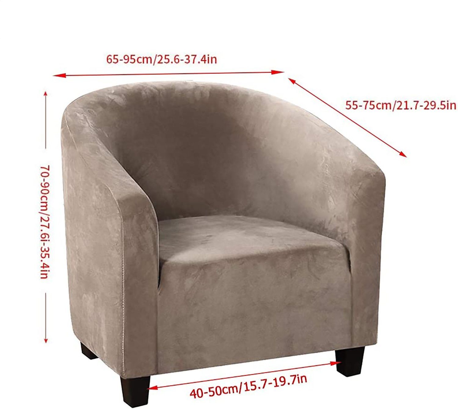 Stuhlhusse Stuhlbezüge für Wannen, Hohe Sofabezug, braun Dehnung Sessel Polyester+Elasthan EBUY