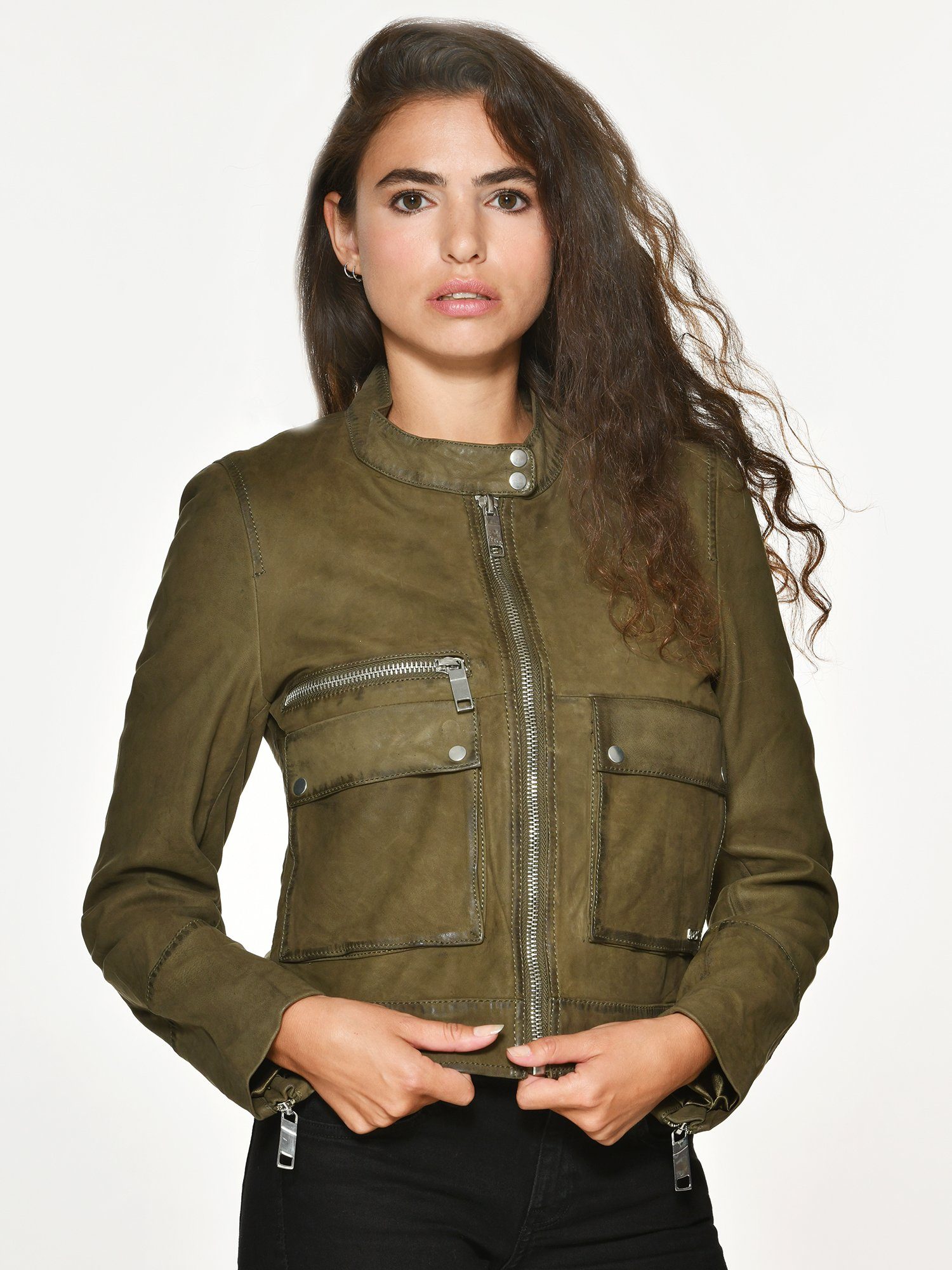 Hamill olive Maze Lederjacke