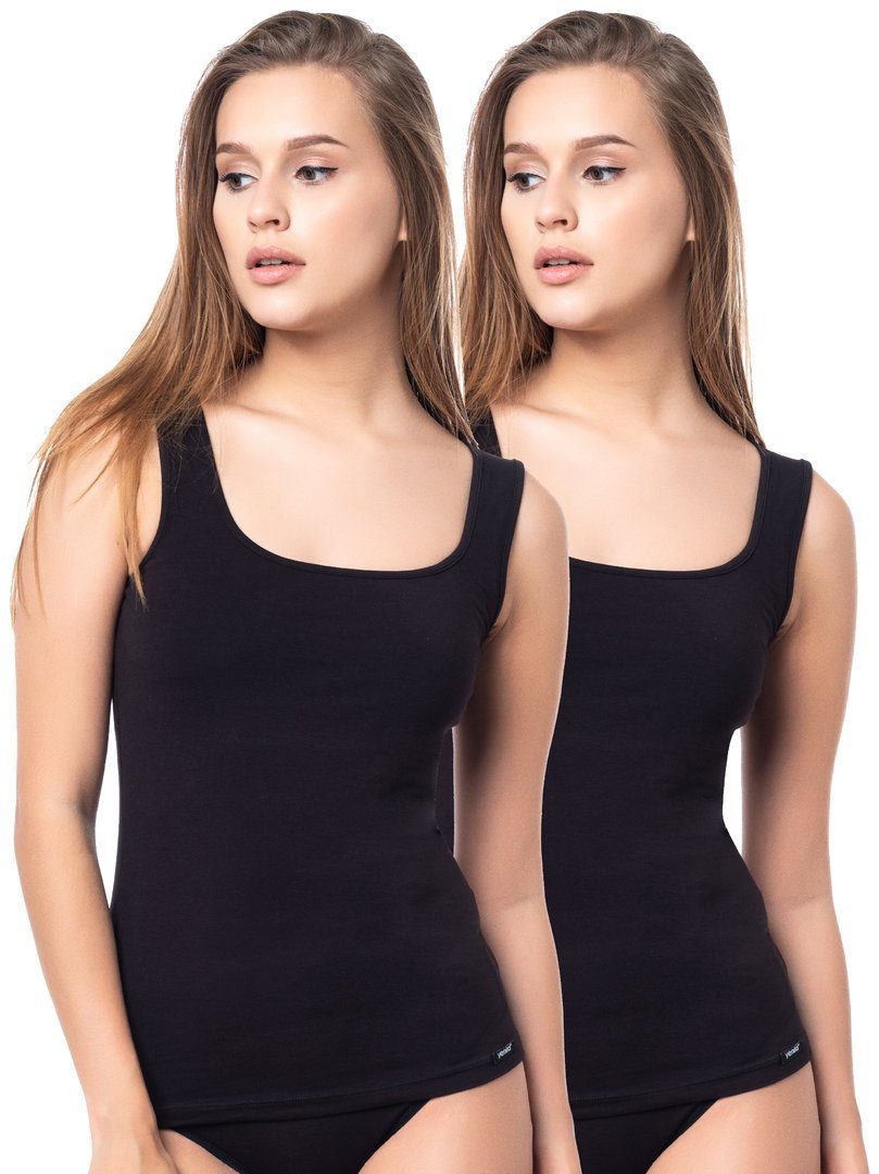 in Baumwoll-Stretchqualität Unterhemd Yenita® (2-St) angenehmer schwarz Modern-Collection
