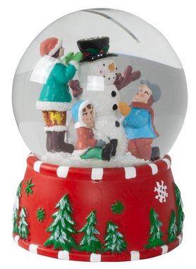 Christmas Paradise Schneekugel Spieluhr mit Schneemann 15cm mechanisch aufziehbar (Weihnachtsdeko, 1 St), handbemalte Tischdeko mit Musik in rot