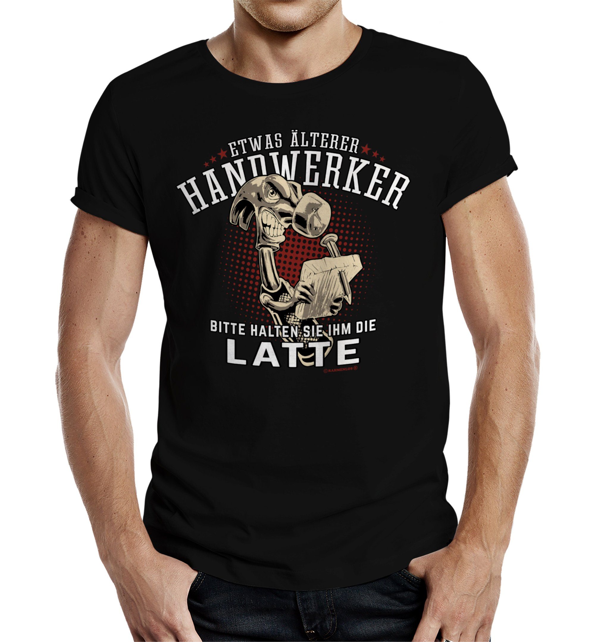 Rahmenlos T-Shirt als Geschenk für den älteren Handwerker - Halten Sie ihm die Latte