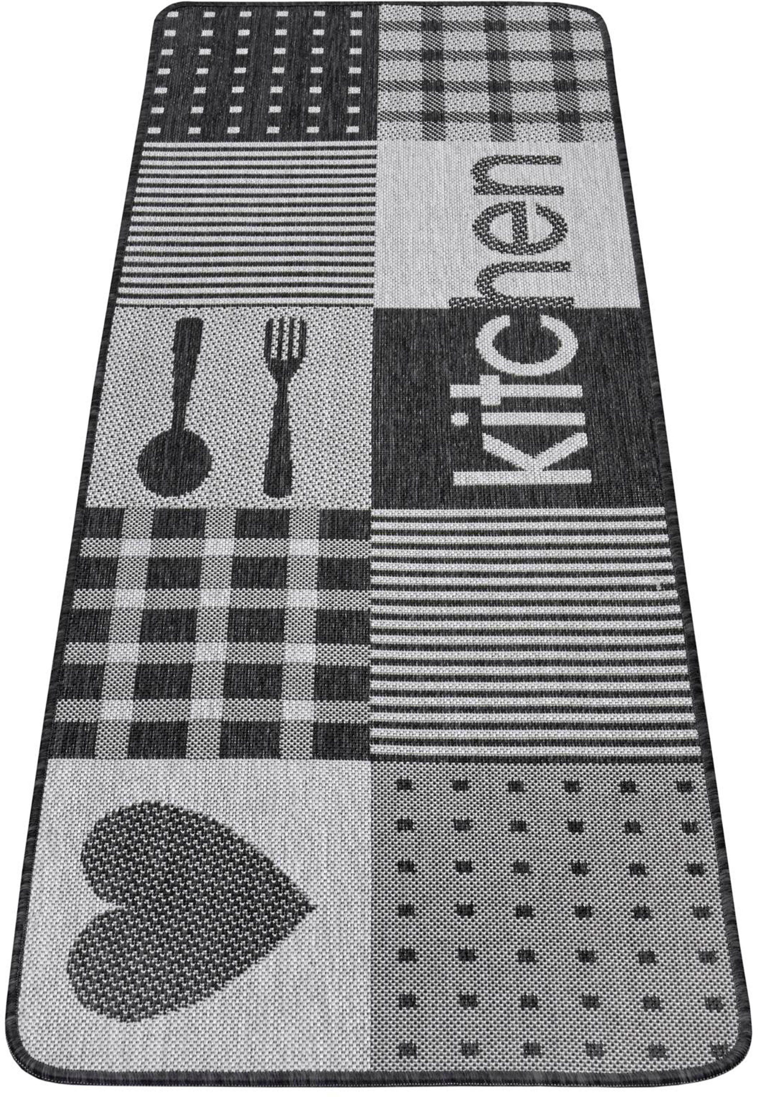 Läufer Patchwork Kitchen, HANSE Home, rechteckig, Höhe: 5 mm, Läufer, Rutschfest, Küchenteppich, Küche, Teppich, Flachgewebe anthrazit/grau/creme