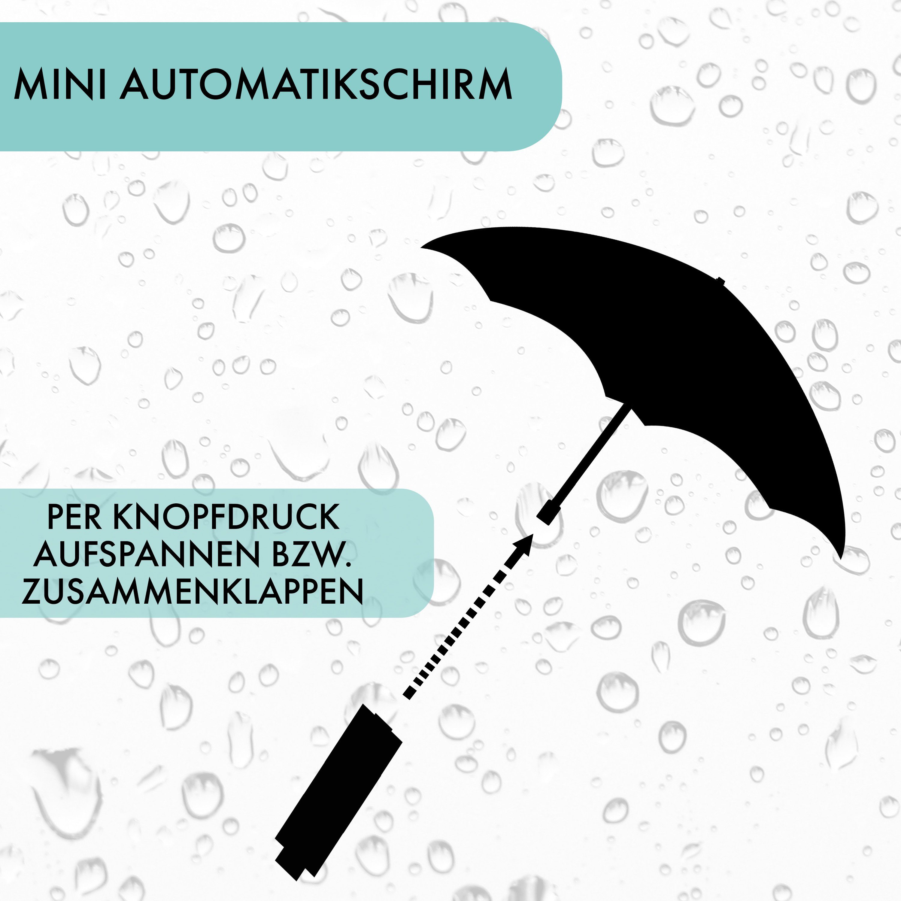 Olsen Taschenregenschirm Automatik Kleiner für Herren, Damen mit mini und Rutschfestem Gelb Griff Taschenschirm