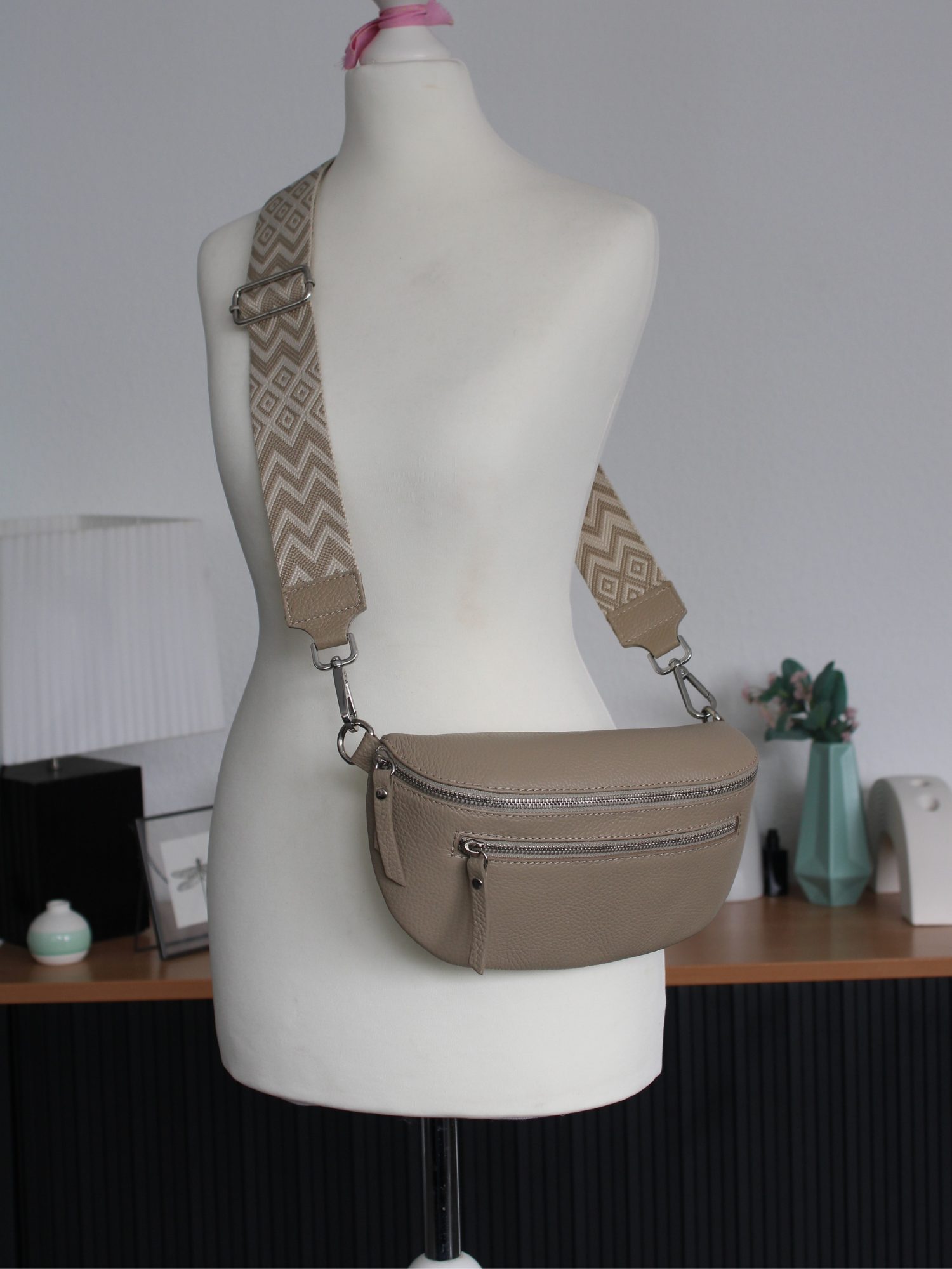 Adel Bags Schulterriemen Taschengurt Taupe, Verstellbarer Taschenriemen, 5cm Breit hergestellt in Italien – Bild 3 von 3