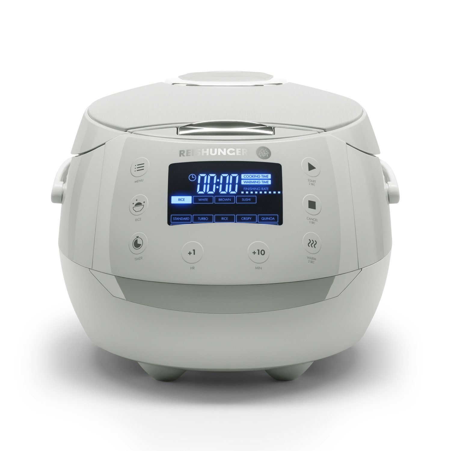 Reishunger Reiskocher großes digitales Modell – 1,5 L – Multikocher – 12 Programme –, 860 W, Timer- und Warmhaltefunktion, 7-Kochphasen-Technologie, LED-Display