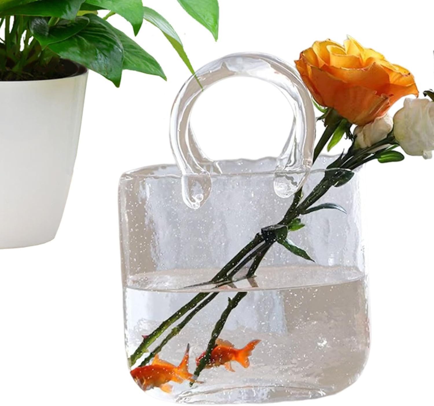 FELIXLEO Dekovase Groß Glas-Geldbörsen-Vase, Glas-Taschen-Vase mit günstig online kaufen