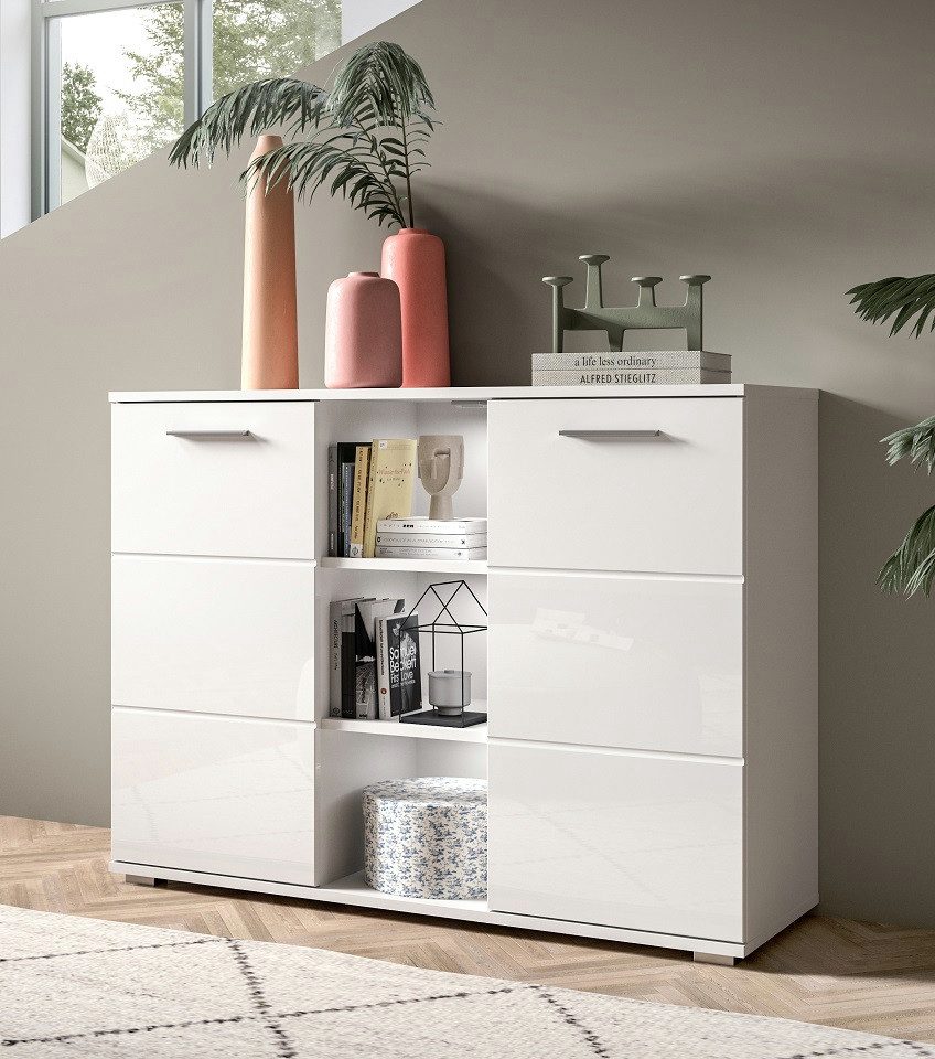 xonox.home Sideboard Kommode Prego 1, weiß Hochglanz ohne Beleuchtung