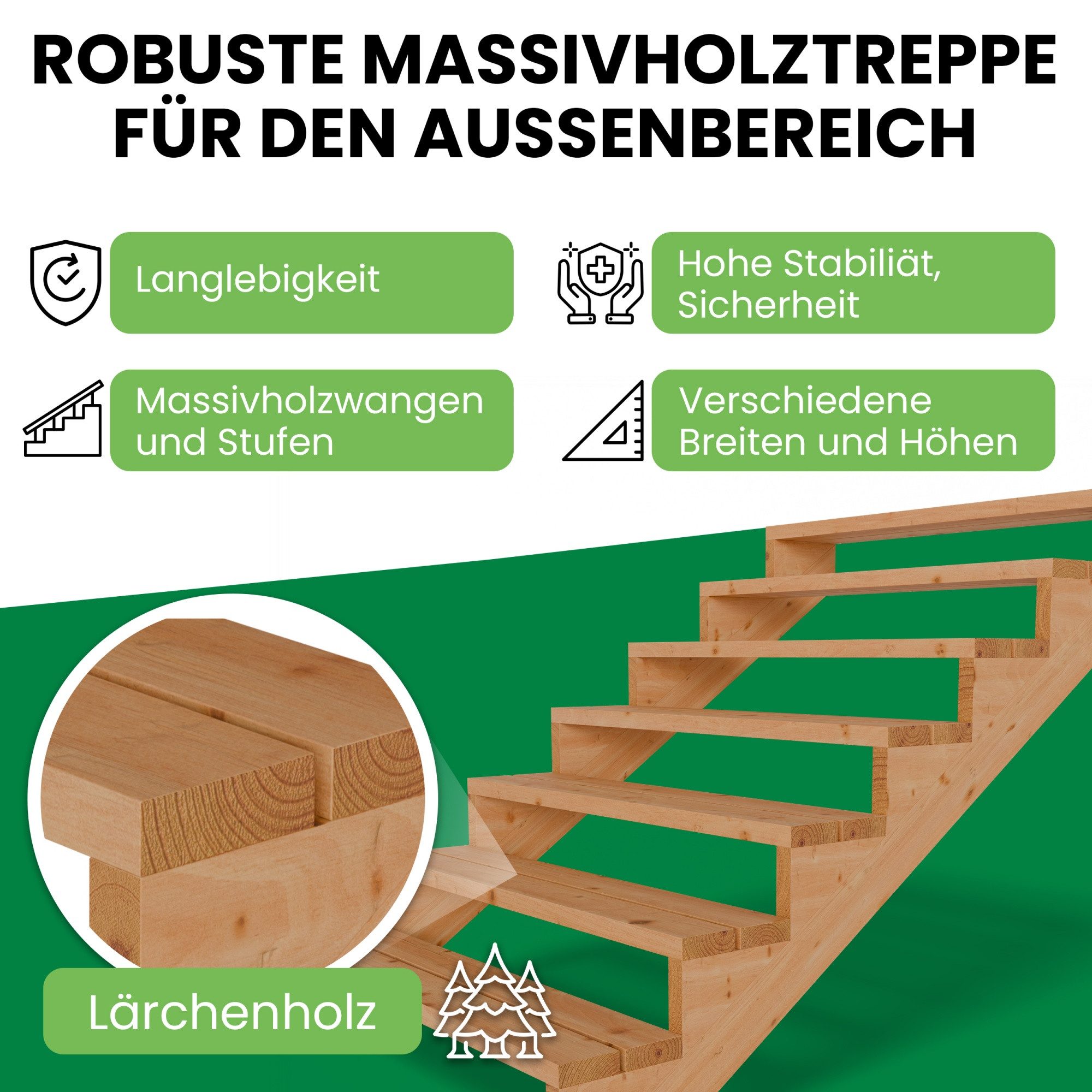 Gartenwelt Riegelsberger Außentreppe Terrassentreppe aus Lärche günstig online kaufen