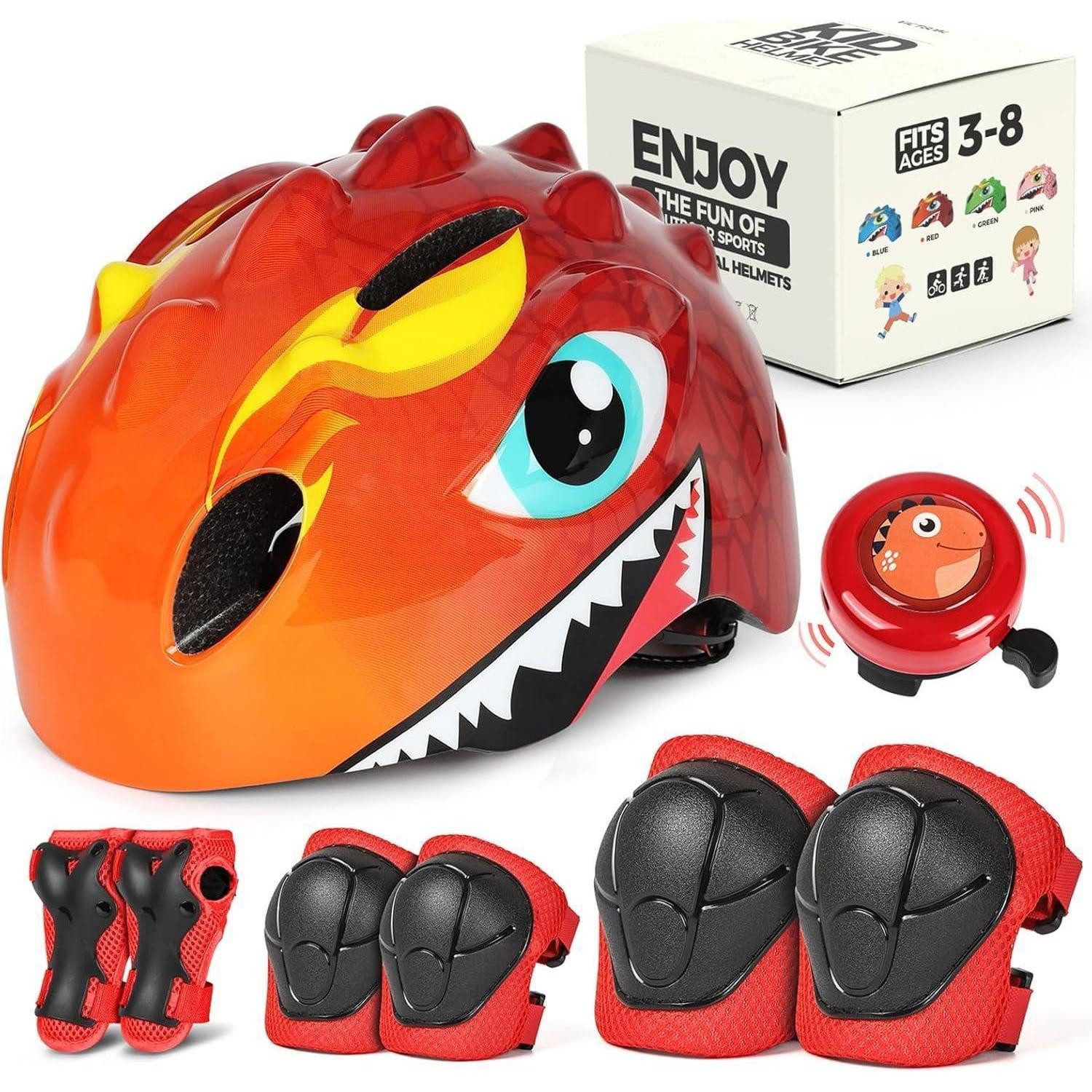 LuxusKollektion Kinderfahrradhelm Fahrradhelm Kinder Cartoon 3D Skateboard Rollschuh Rot Klingel