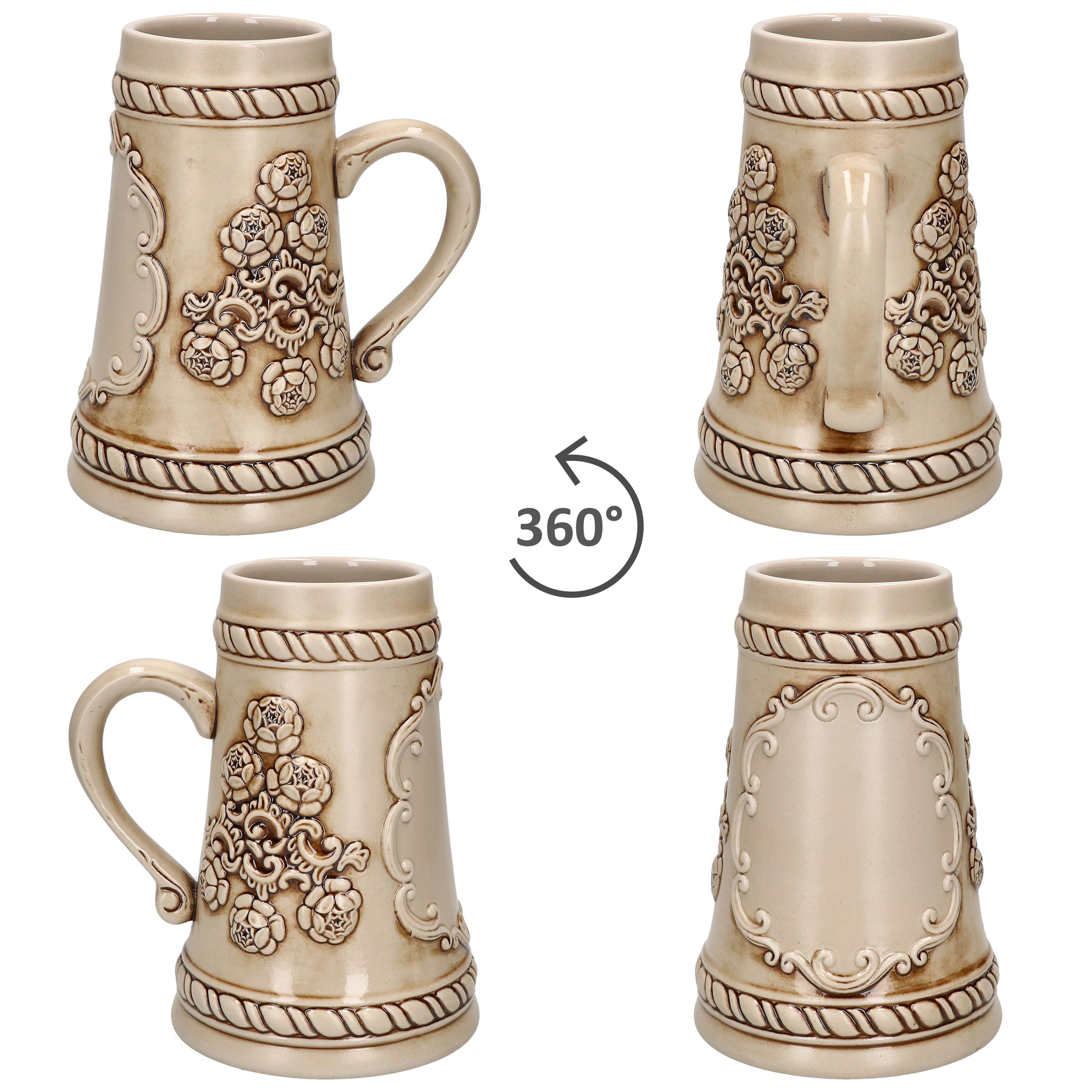 MamboCat Bierglas Ruhpolding-Krug mit Henkel 0,5L beige Bierkrug Humpen, Keramik