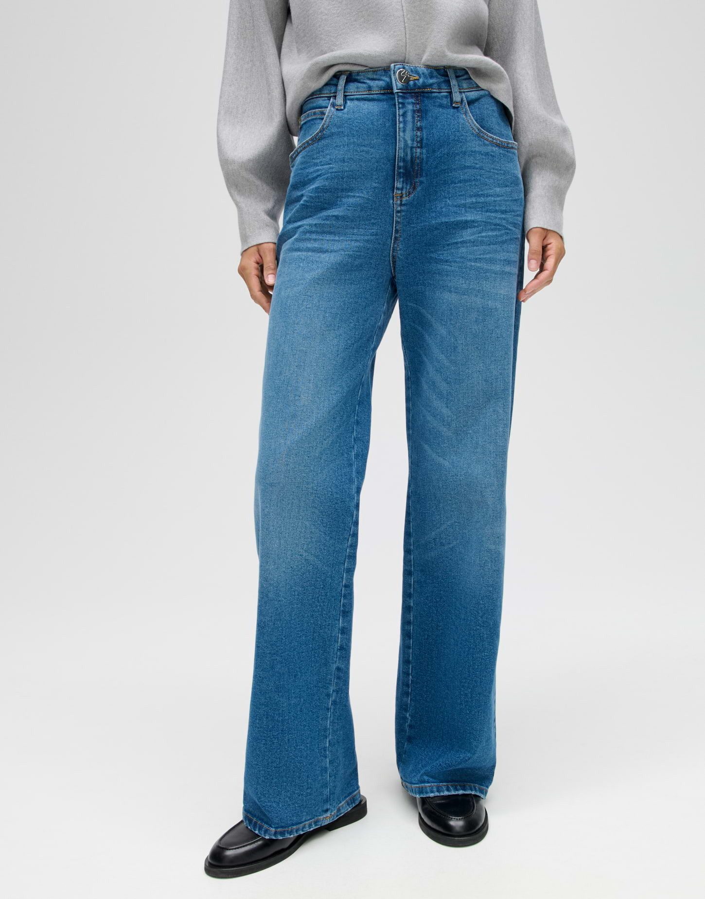 OPUS Weite Jeans MIVY High Rise Wide Leg mit Stretch-Anteil 5-Pocket-Design, authentische Waschung, elastischer Stoff