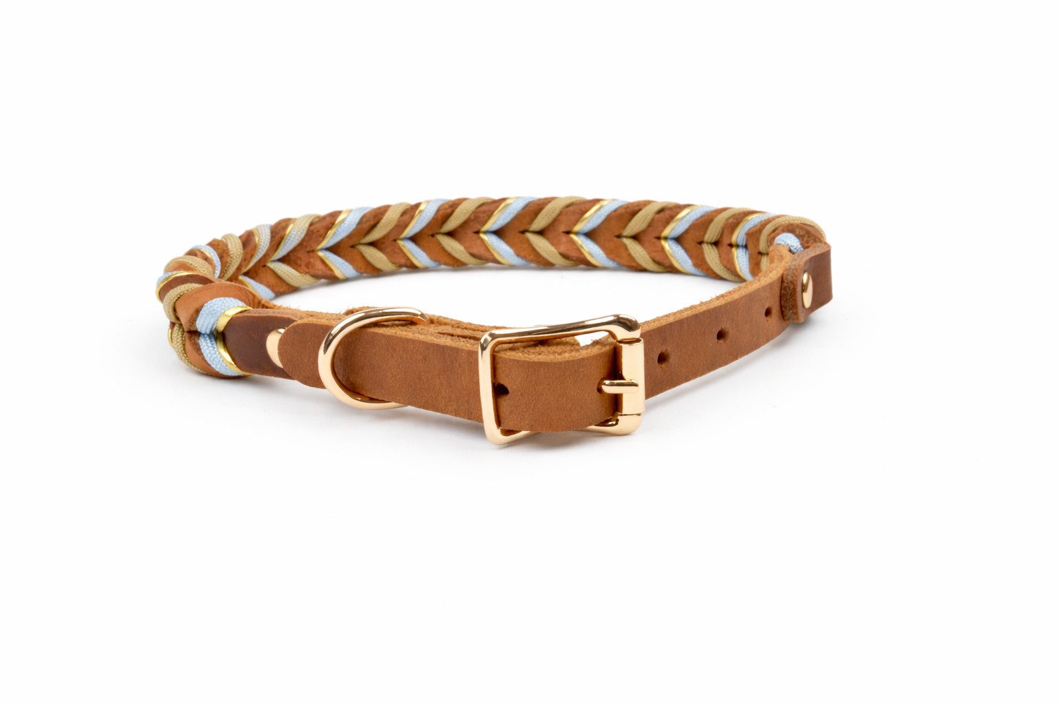 Tierluxe Hunde-Halsband Geflecht, Geflochtenes Lederhalsband mit Paracord