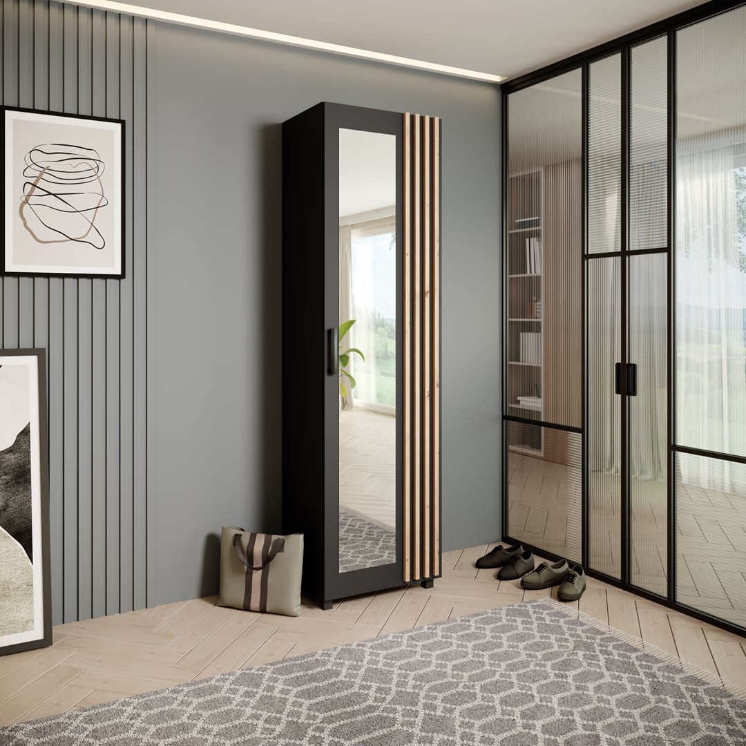 Beautysofa Garderobenschrank mit Tür und Spiegel LIVIA