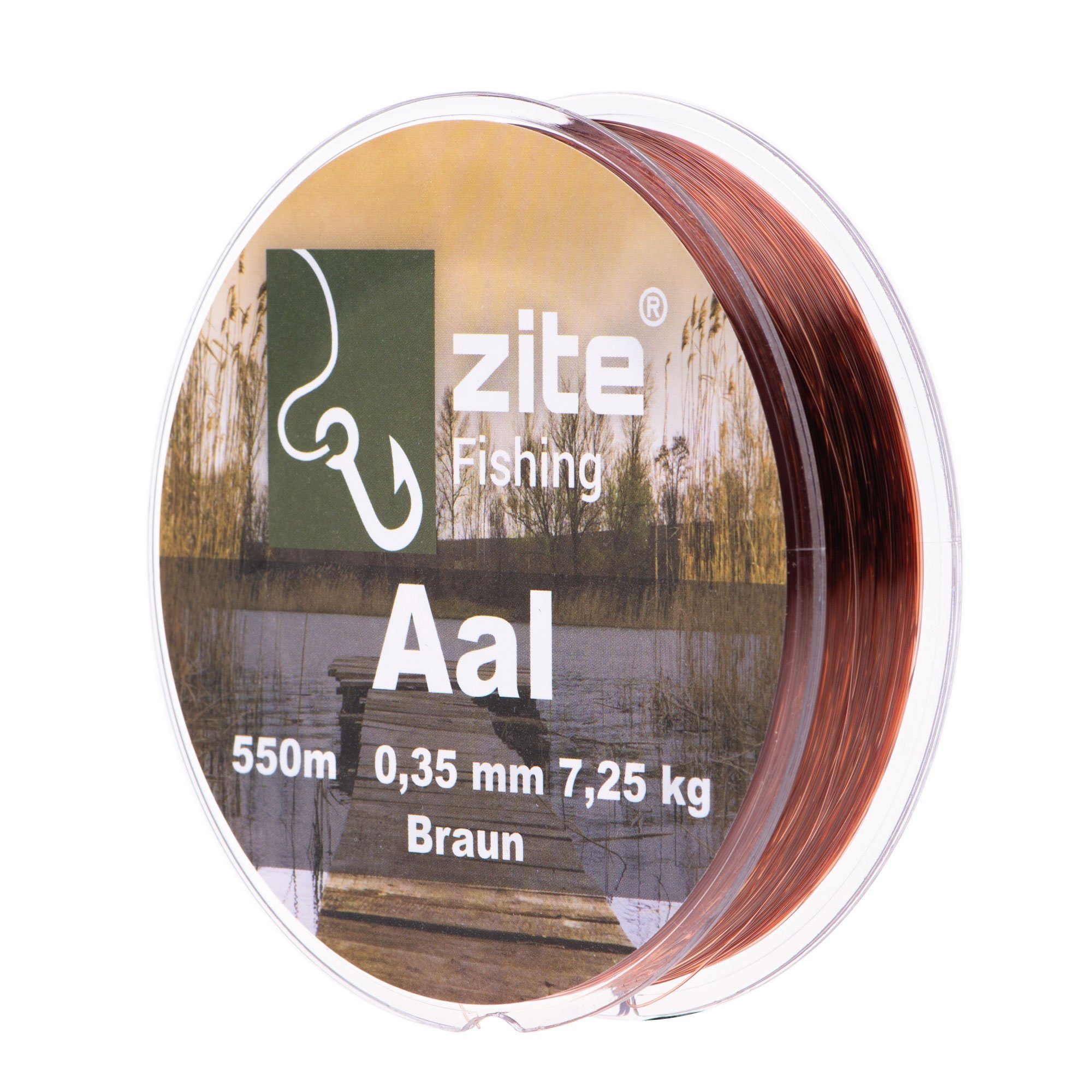 Zite Angelschnur Monofile Aalschnur 0,35mm in Braun - 550m Spule - Grund- & Posenangeln