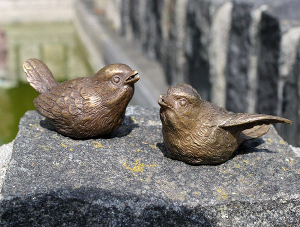 Bronzeskulpturen Skulptur Bronzefigur kleines Vogelpaar günstig online kaufen