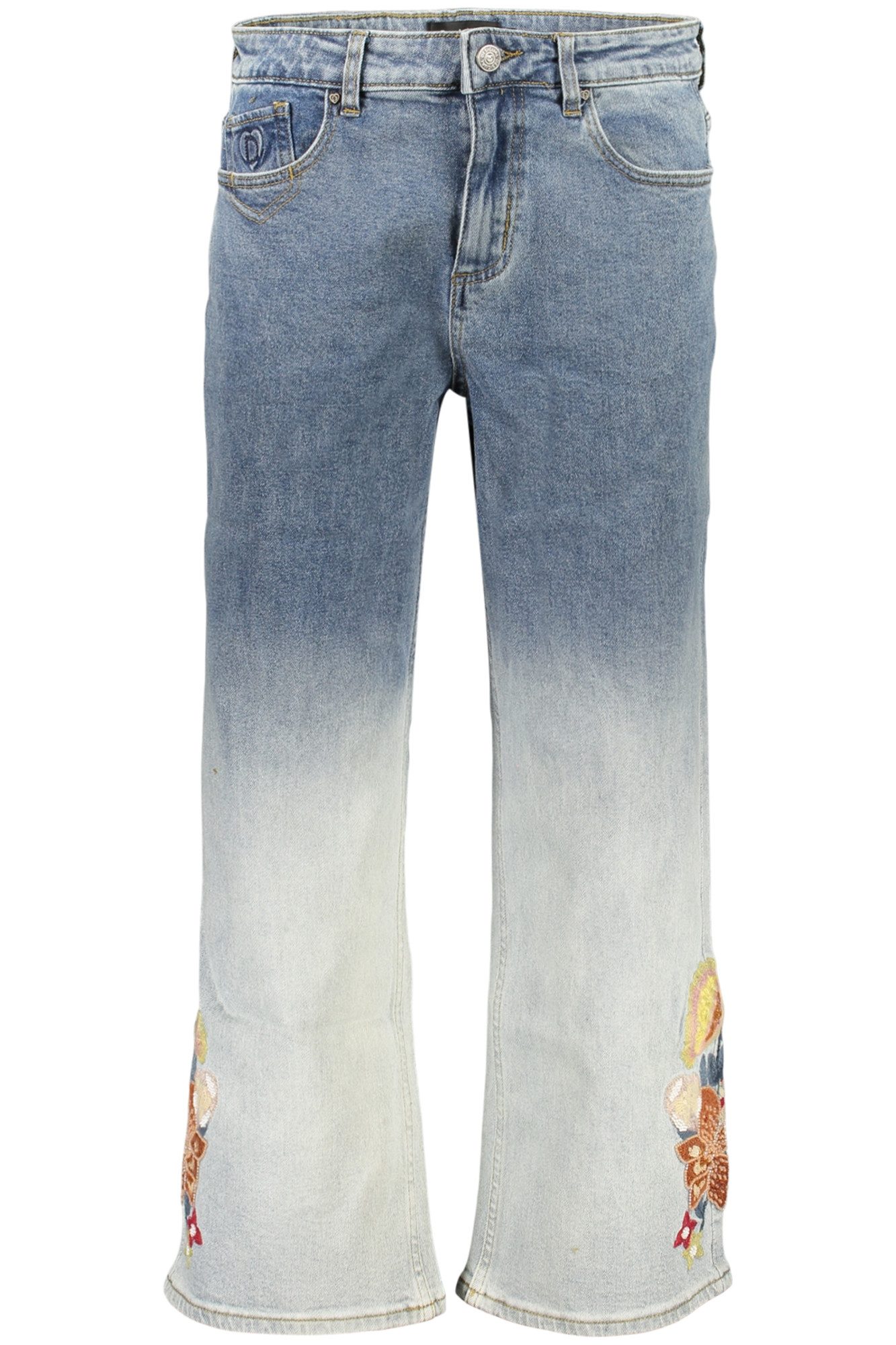 Desigual 5-Pocket-Jeans Damenjeans Blau mit Stickerei: 5-Taschen, Reißverschluss & Knopf