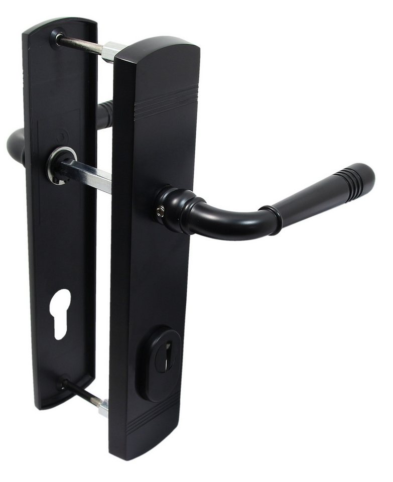 Thumbnail - Schutz-Wechselgarnitur Haustür Schutzbeschlag 2316 Helena LS Schwarz HS 92 mm Dr-Dr, Drücker außen, Außenschild mit Stah...