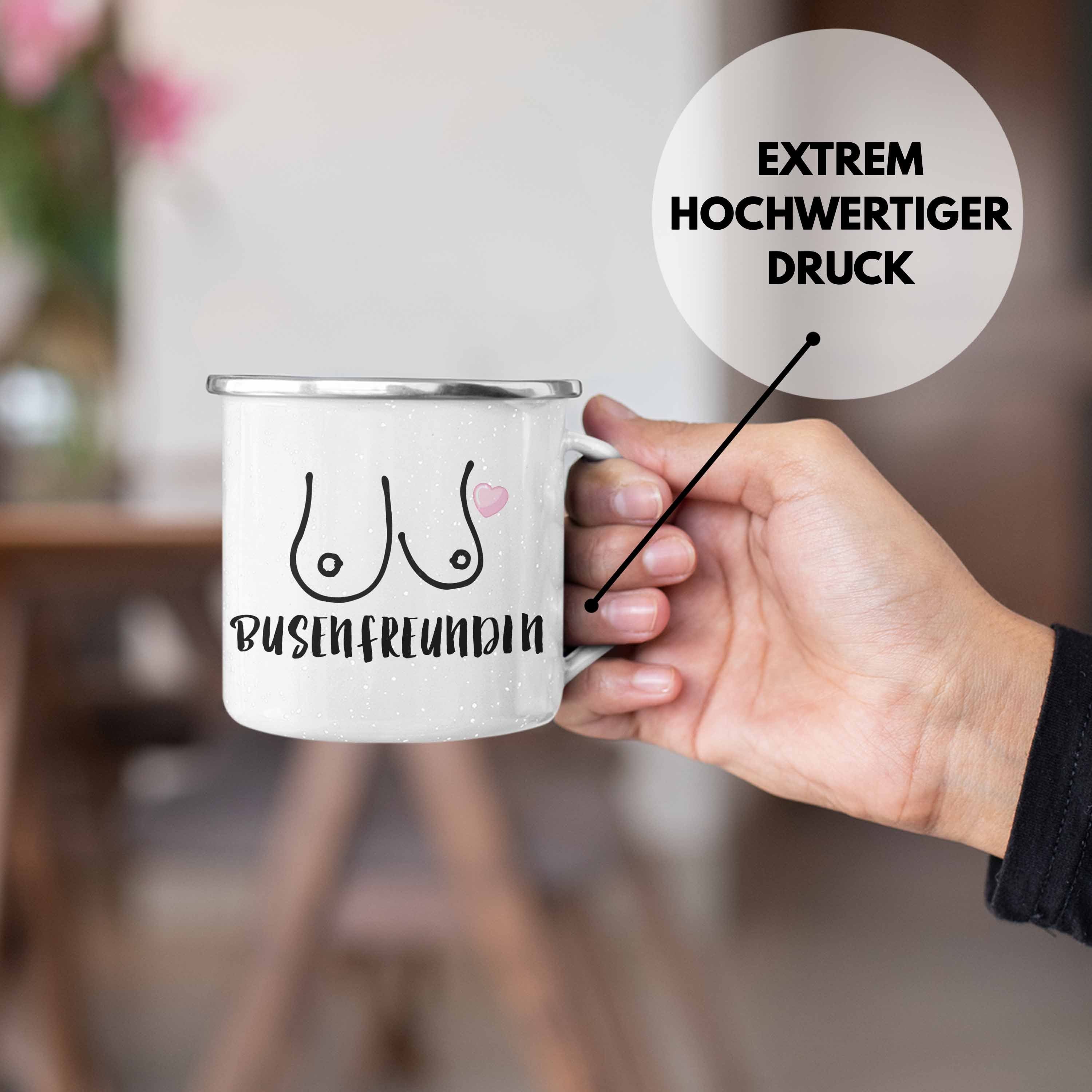 Trendation Silber Freundin Geburtstag Emaille Trendation Lustig Becher Thermotasse Busenfreundin Geschenk Spruch Freundinnen - Tasse Beste