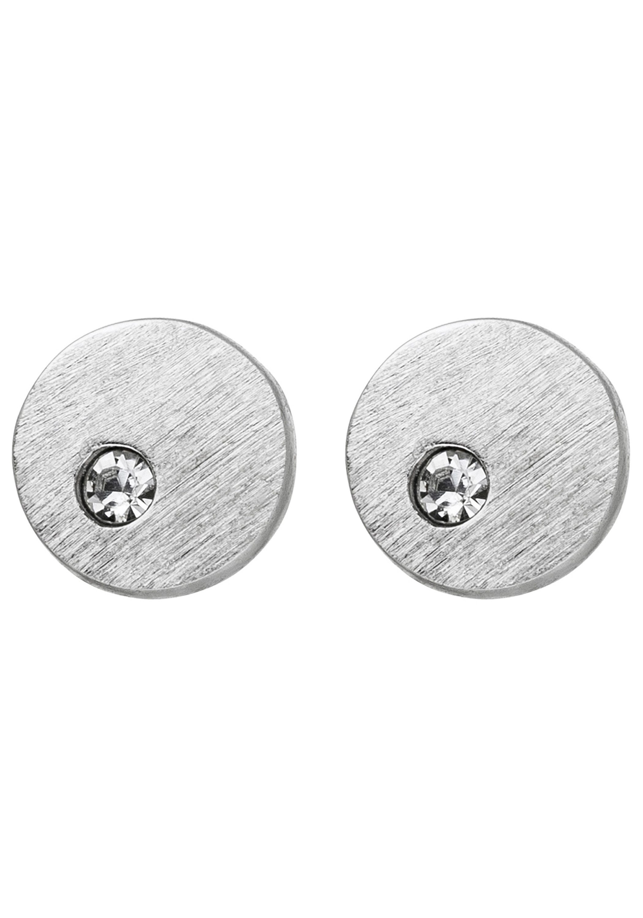 JOBO Paar Ohrstecker, rund 925 Silber mit Zirkonia