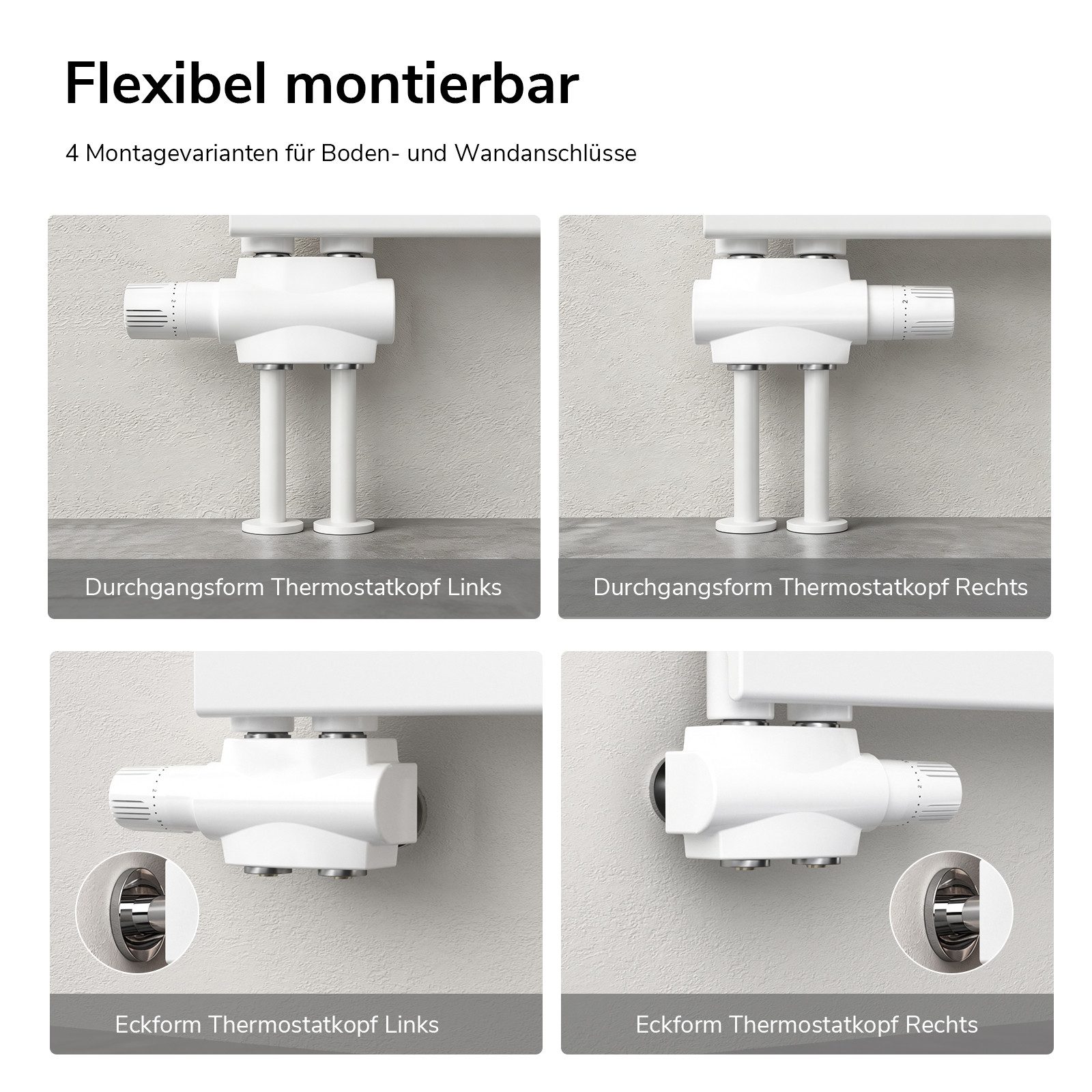Heilmetz Heizkörperthermostat Multiblock Thermostatventil für Heizkörper, Messing, mit Abdeckkappe, (für 15mm und 16 mm Rohrsysteme, 1 St., Eck- und Durchgangsf – Bild 3 von 5
