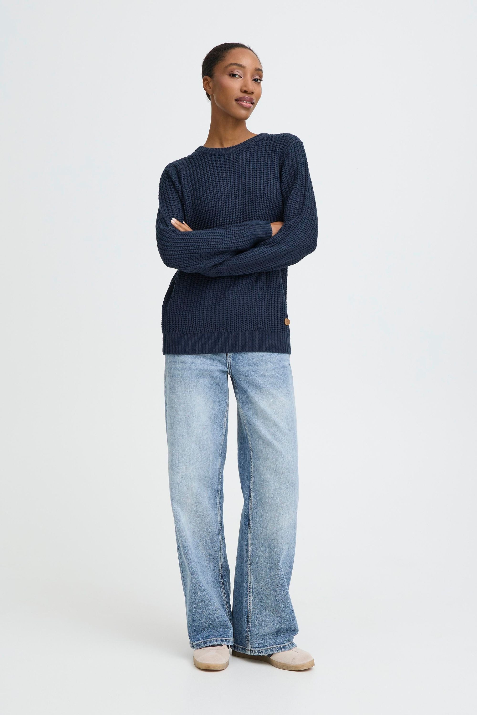 OXMO Strickpullover OXEdna Moderner Pullover mit Aufdruck