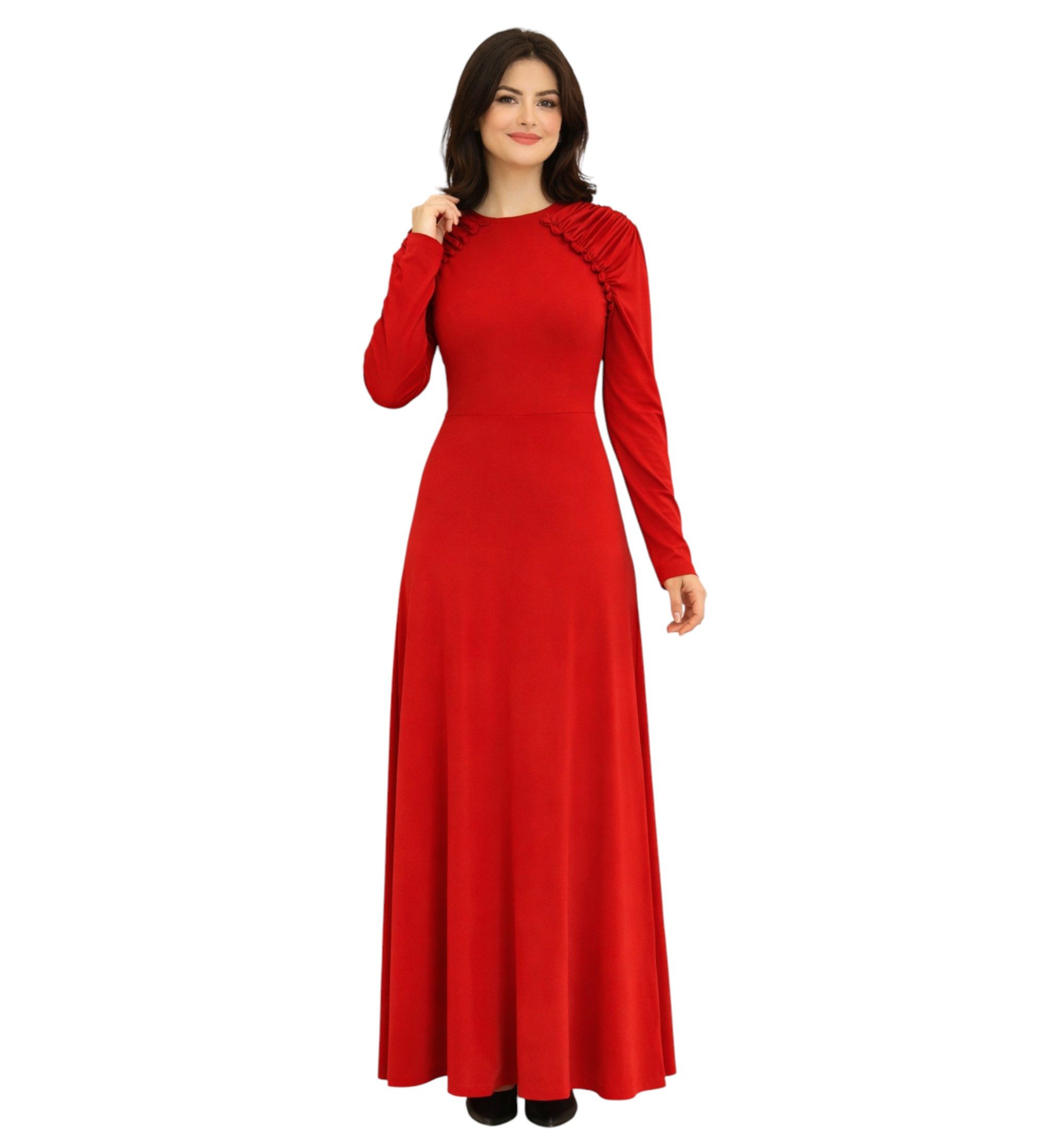 Abendkleid Damen Maxikleid Hijab Kleid mit Raglanärmeln - Modest Fashion