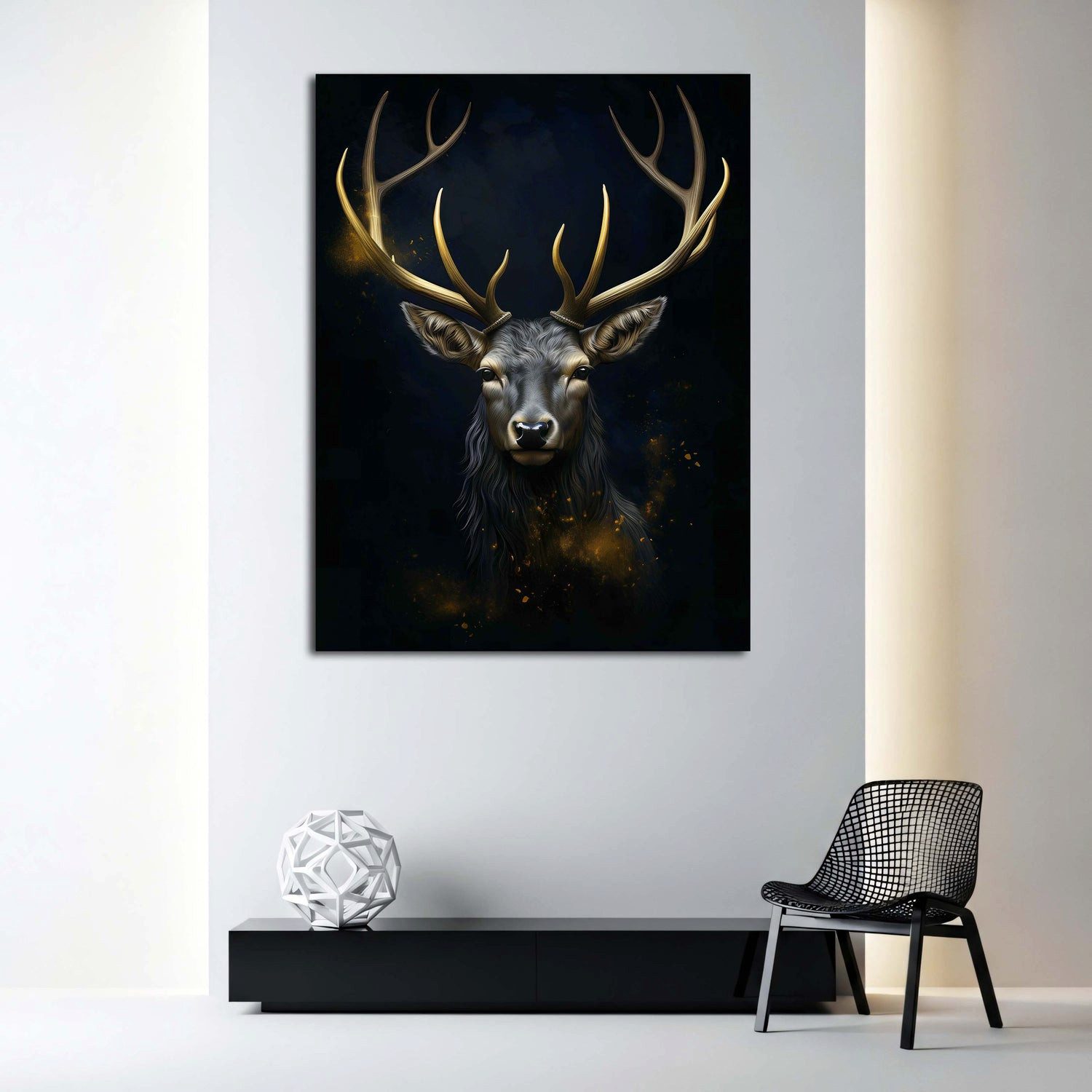 Artedinoi Leinwandbild Majestätischer Hirschkopf mit Geweih Leinwandbild Wandbild Kunstdruck, Hirschkopf mit Geweih