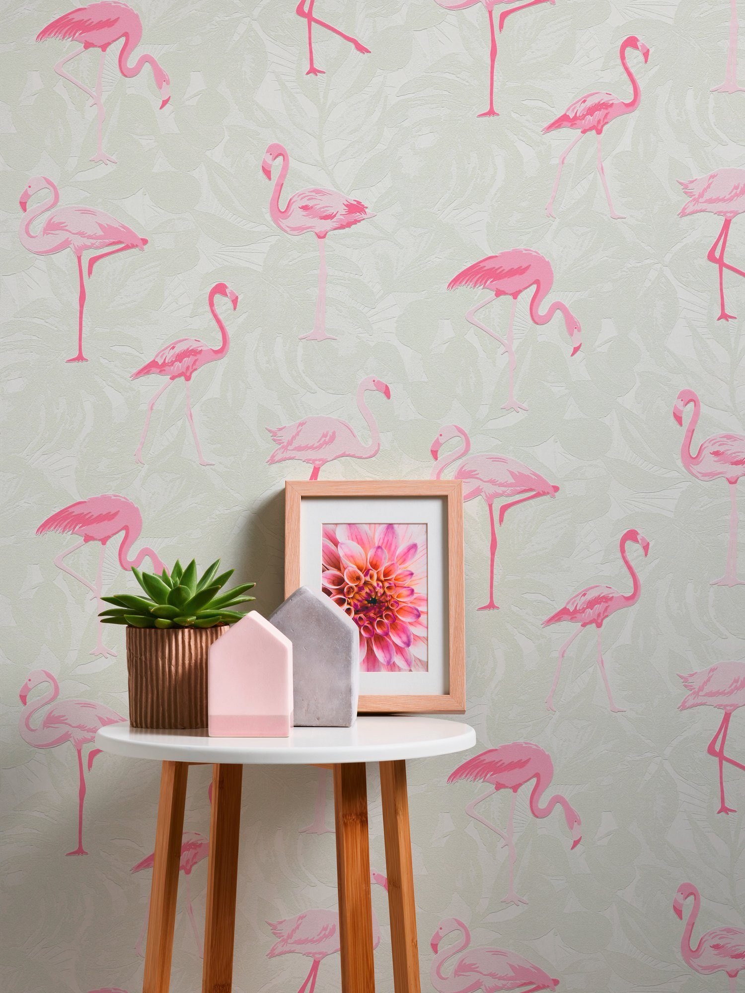 A.S. Création Vliestapete Boys & Flamingos, bunt/weiß strukturiert, Tiere Tapete Girls 6 mit floral