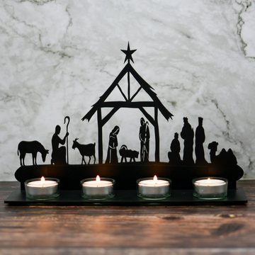 LEON FOLIEN Teelichthalter Teelichthalter 4 Stück Weihnachten Kerzenständer, Schwarz #34