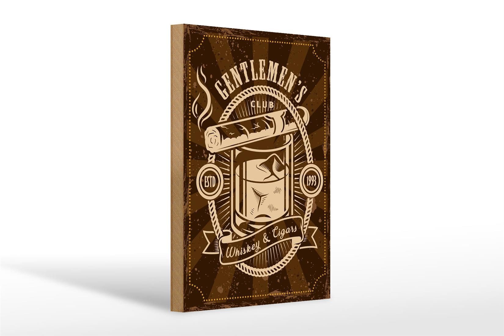 Holzbild Spruch Gentlemen`s Club Whiskey & Cigars 20x30cm