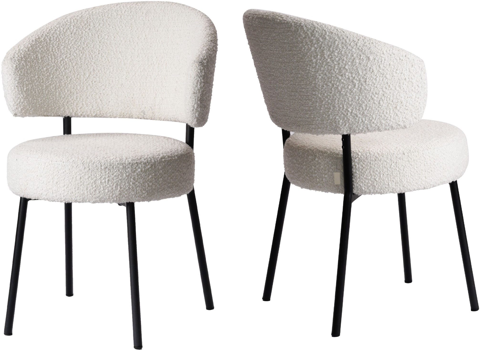 LeGer Home by Lena Gercke Esszimmerstuhl Sölve (Set, 2 St), Boucle Bezugsstoff, Metallgestell, Sitztiefe 48 cm