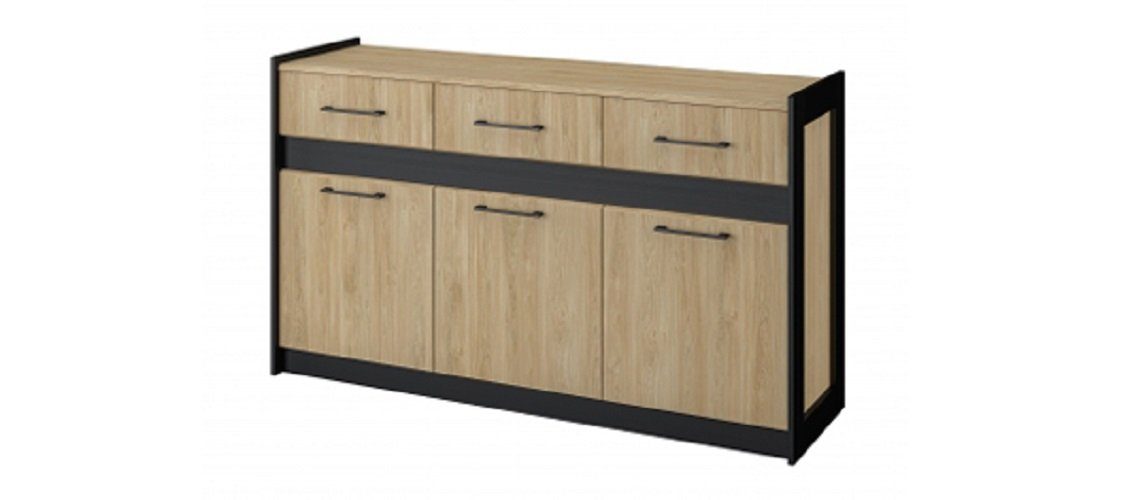 B/T/H: 45 STENLY, (Set, 299 cm 202 1 1 Gesamtmaße + Sideboard cm Stauraumschrank x 1 + Standvitrine), cm Feldmann-Wohnen Wohnwand x