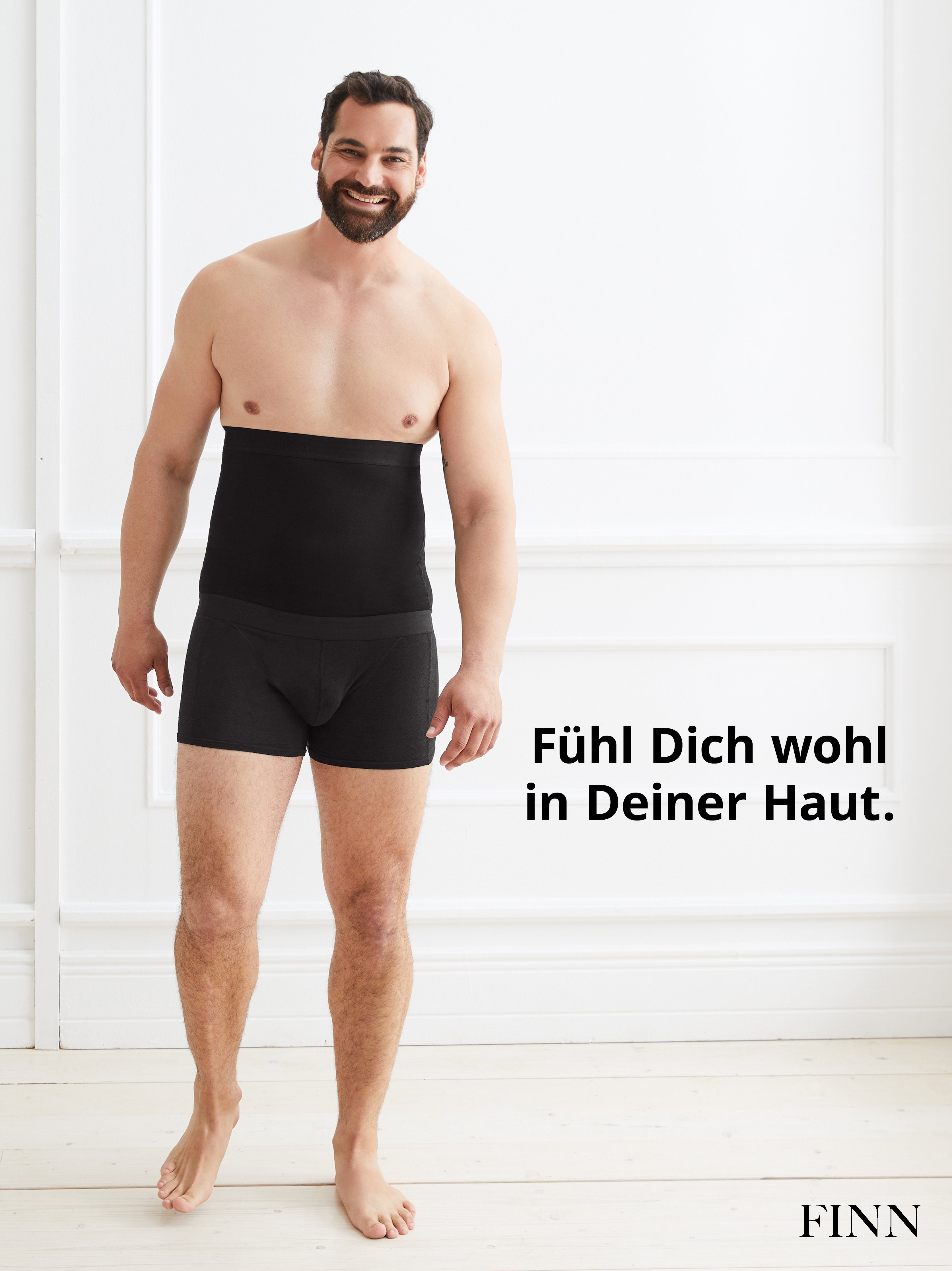 für Herren Männer Kompressions-Gürtel Shapinghose FINN Starker Schwarz Body-Shaper Design