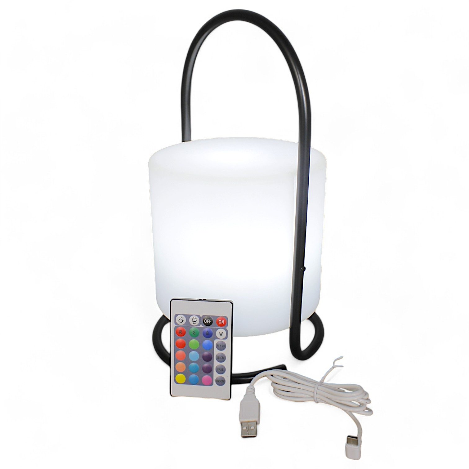 Arnusa LED Tischleuchte Kabellose Akku RGB Lampe PL408 Dekoleuchte 17x30 cm, USB-Ladefunktion, LED fest integriert, Farbwechsel, Weiß, Rot, Blau, Fernbedienung Indoor und Outdoor Nachttischlampe