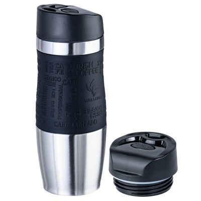 Wellgro Thermobecher »Thermobecher 400 ml inkl. 1 Extradeckel - Edelstahl rostfrei - Silikon Soft-Touch Griffstück - BPA-frei - Isolierbecher doppelwandig - Travel Mug - Kaffeebecher to go«