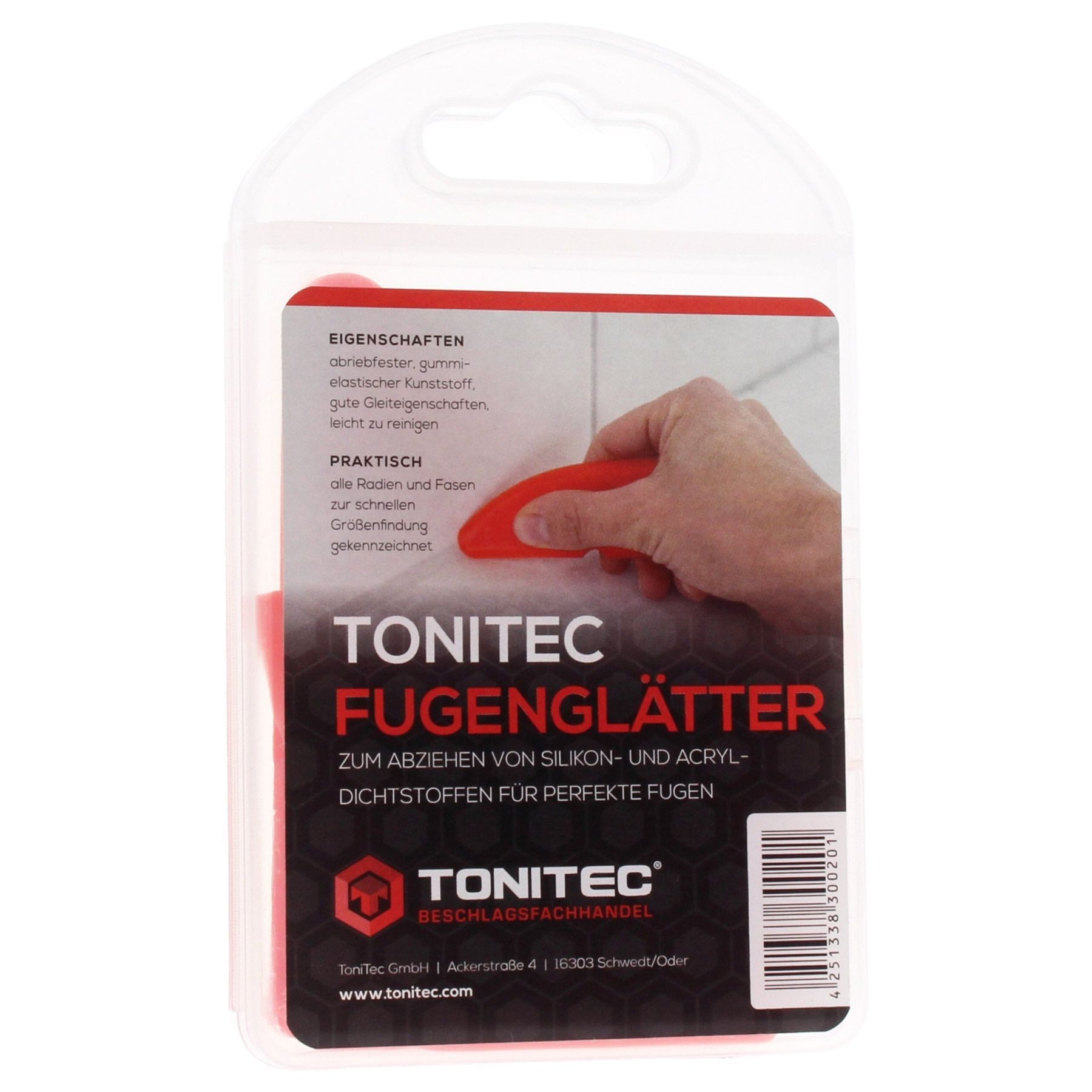 ToniTec Fugenspachtel Fugenglätter Set 4 teilig Fugenabzieher für Silikon (4er Set, 4-St., Fugenglätter)