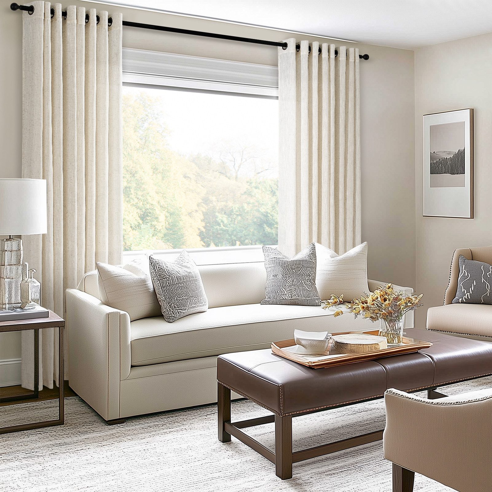 Topfinel Gardine Leinen Vorhänge Stores Gardinen mit Ösen für Wohnzimmer Bo günstig online kaufen