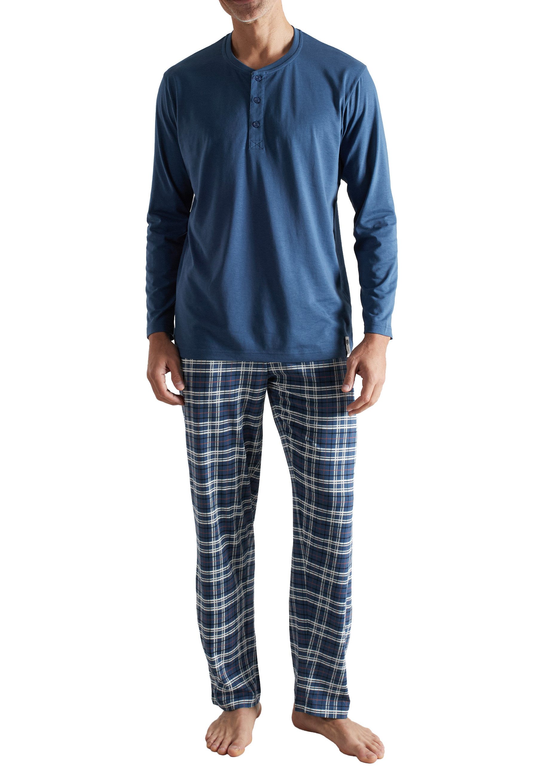 CECEBA Pyjama CECEBA Herren Pyjama blau kariert (1 tlg)