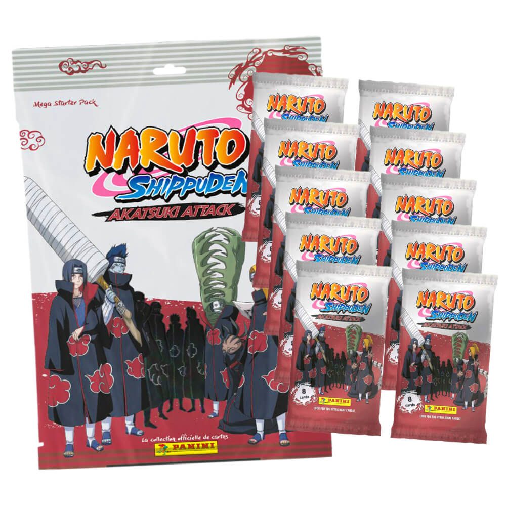Panini Sammelkarte Naruto Shippuden Karten - Akatsuki Attack Trading Cards (2024), Naruto Shippuden Karten - Sammelkarten - 1 Starter + 10 Booster