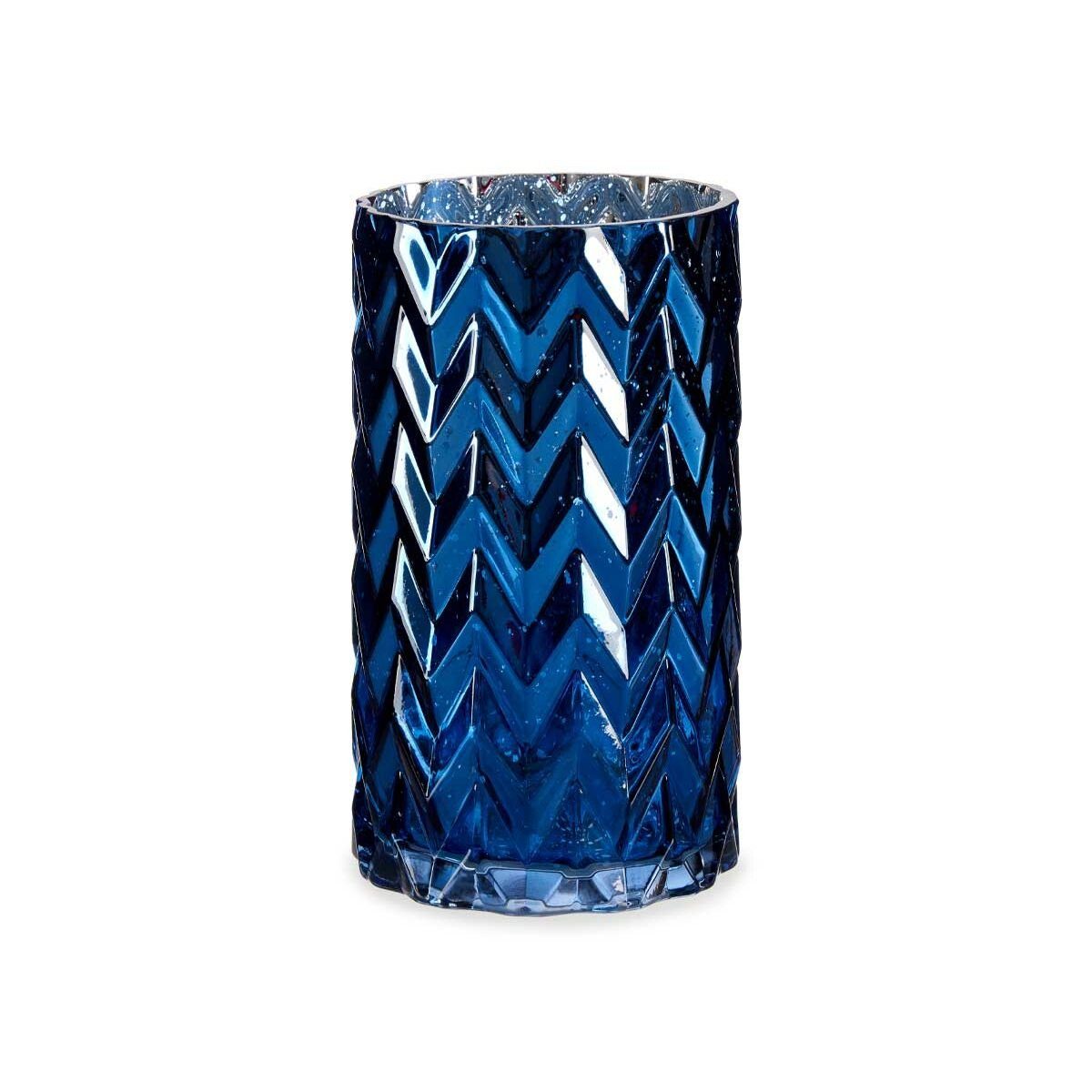 Gift Decor Dekovase Vase Schnitzerei Glas 11,3 cm x 6 19,5 x 11,3 Stachel Stück Blau